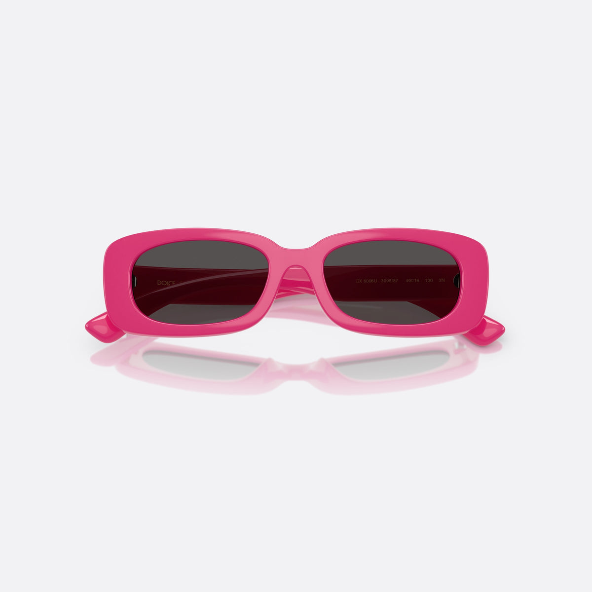 Dolce & Gabbana DX6006U 309887 sunglasses, pink rectangle frame for kids, plain integrated bridge, brand logo on temple, folded