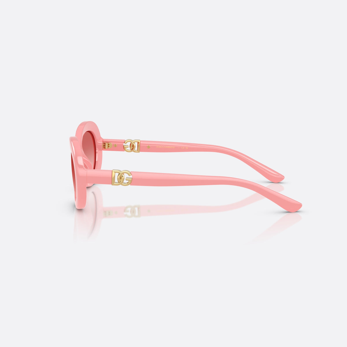 Dolce & Gabbana DX6007U 30982B sunglasses, pink oval frame for kids, plain bridge, brand logo on temple, full rim, side view