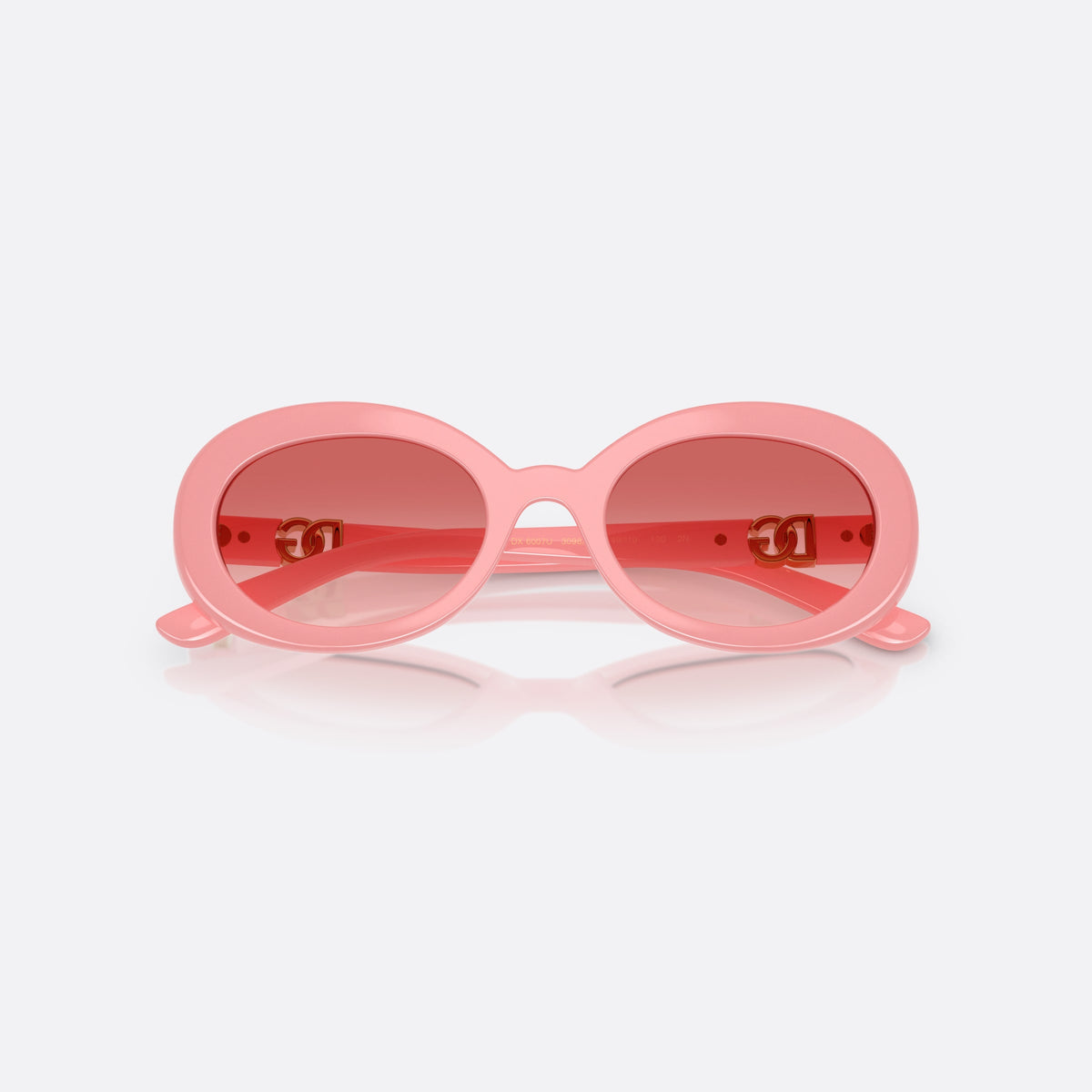 Dolce & Gabbana DX6007U 30982B sunglasses, pink oval frame for kids, plain bridge, brand logo on temple, full rim, folded