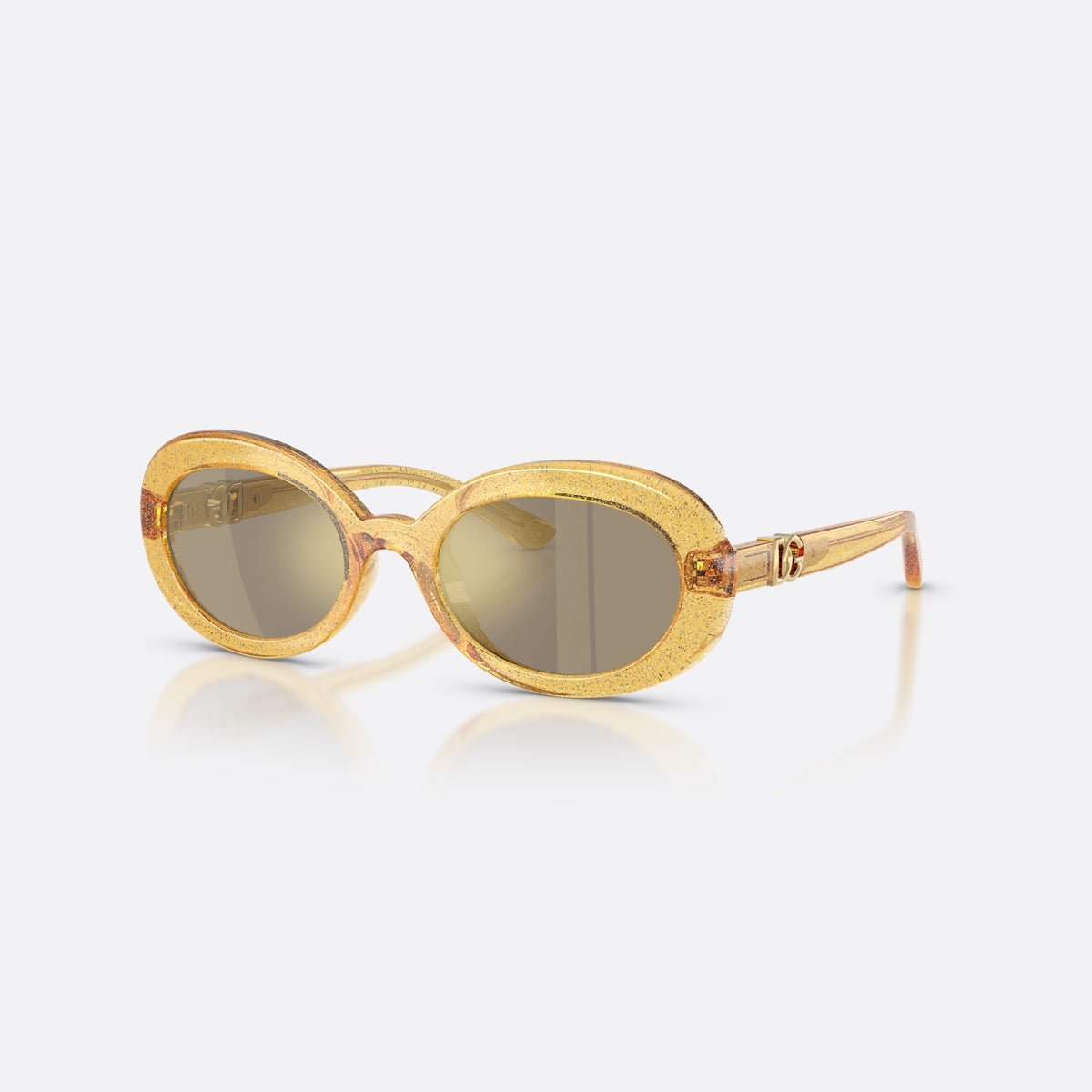 Ochelari de soare Dolce & Gabbana DX6007U 34555A, ovali galben, pentru copii, punte simplă care unește lentilele, brațe subțiri, conice
