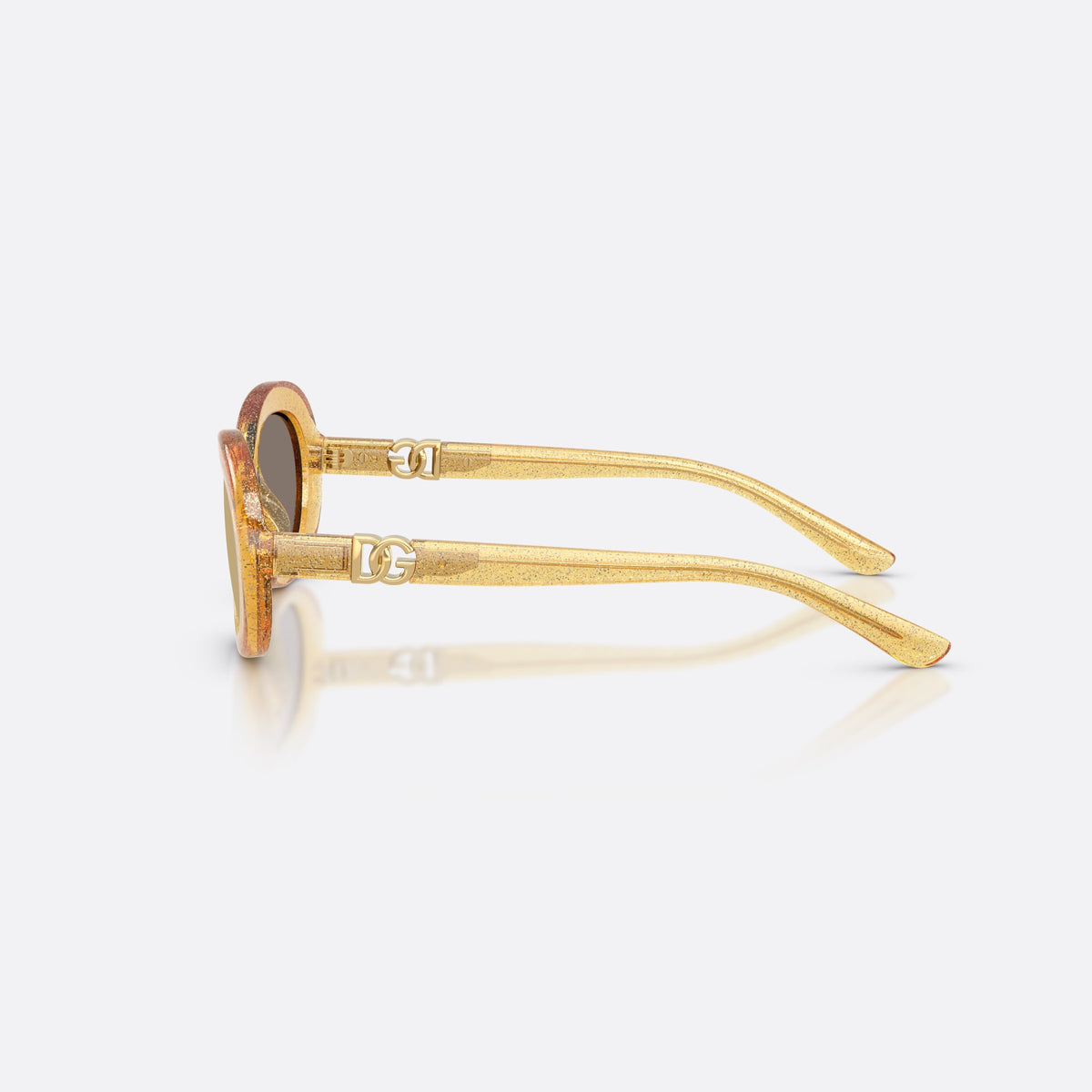 Ochelari de soare Dolce & Gabbana DX6007U 34555A, ovali galben, pentru copii, punte simplă care unește lentilele, brațe subțiri, conice, vedere laterală