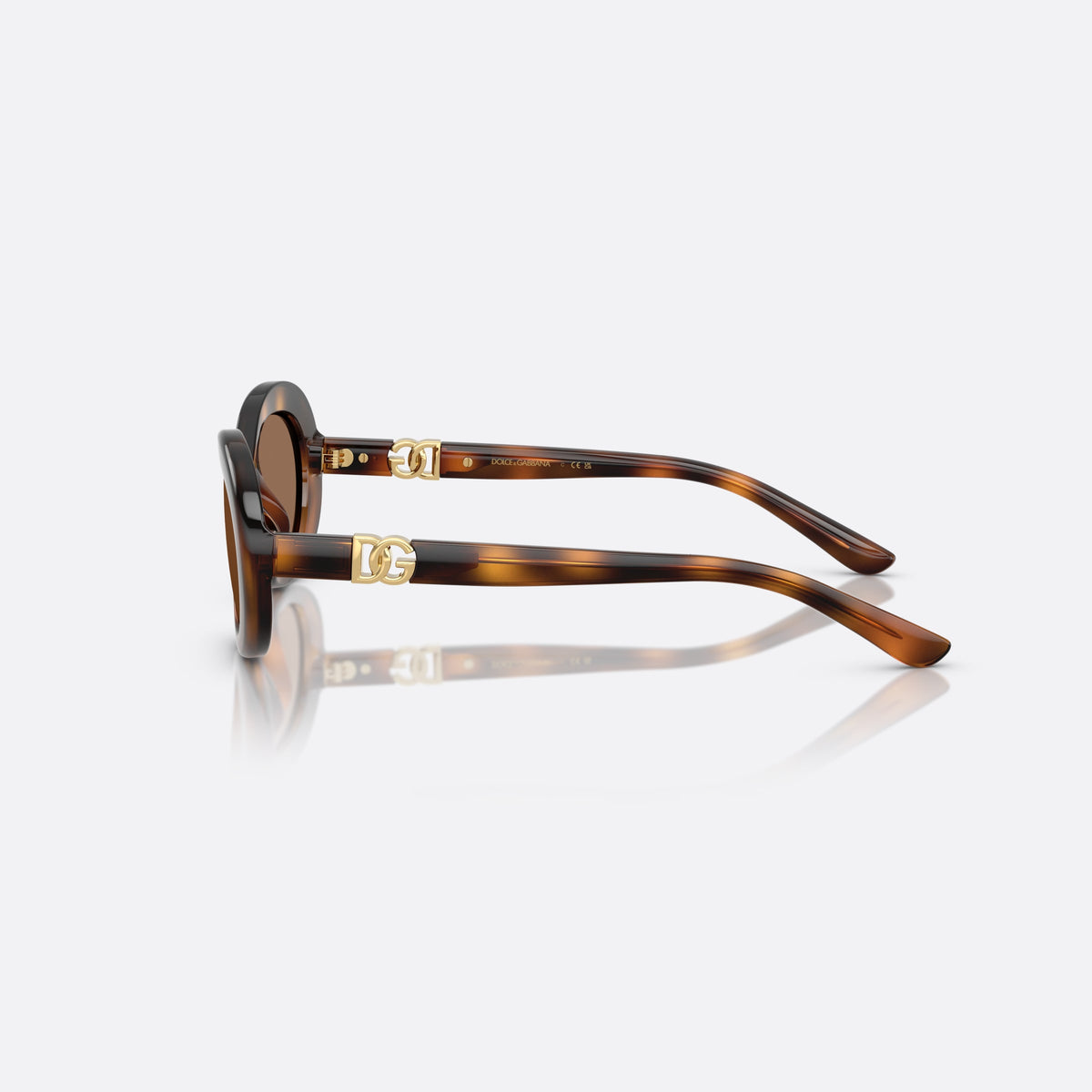 Dolce & Gabbana DX6007U 502/73 sunglasses, havana oval frame for kids, plain integrated bridge, brand logo on temple, side view