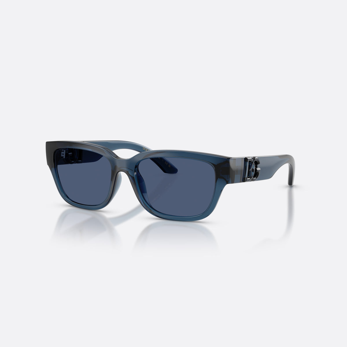 Dolce & Gabbana DX6009 300980 sunglasses, blue rectangle frame for kids, plain bridge, brand logo on temples, wide tapered temples