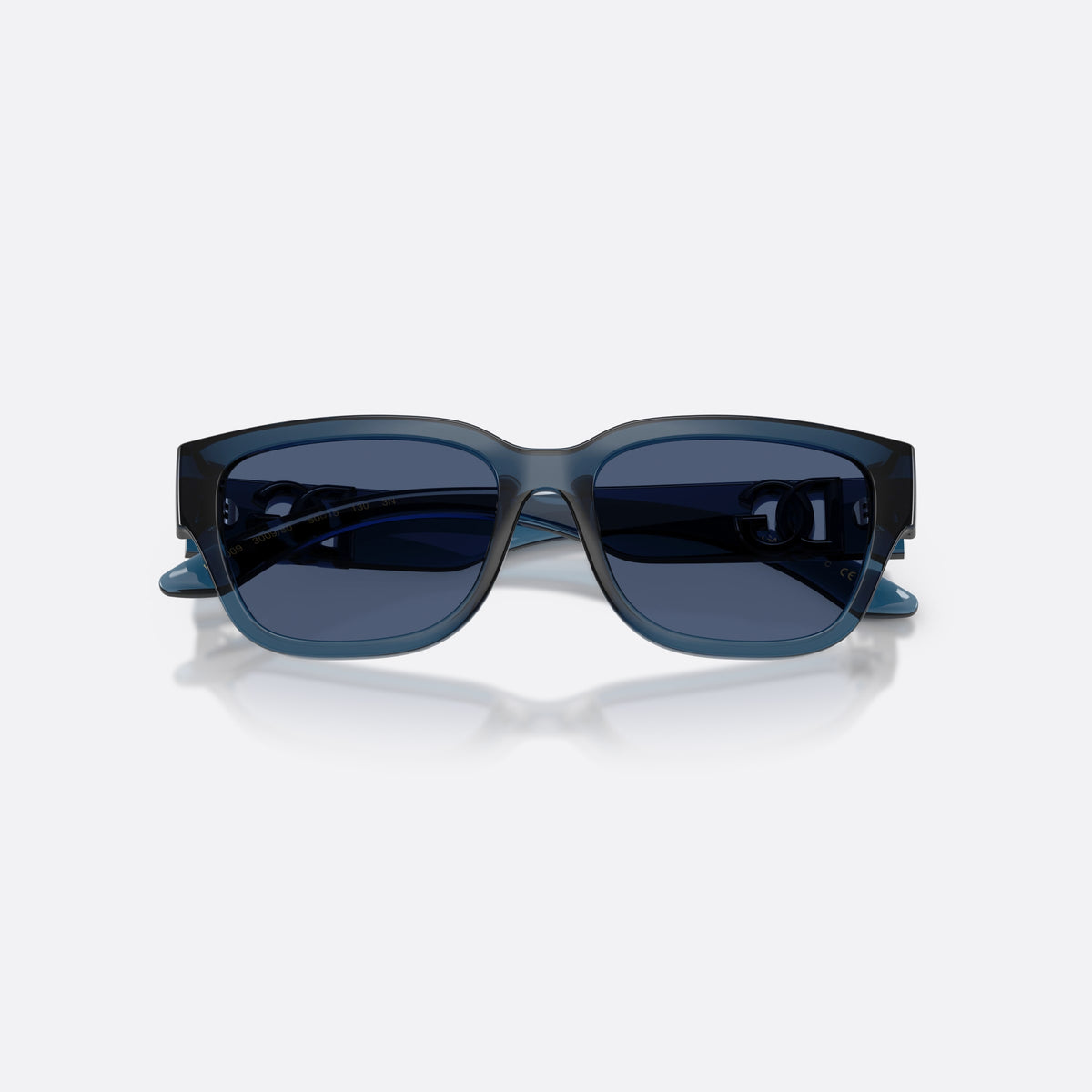 Dolce & Gabbana DX6009 300980 sunglasses, blue rectangle frame for kids, plain bridge, brand logo on temples, wide tapered temples, folded