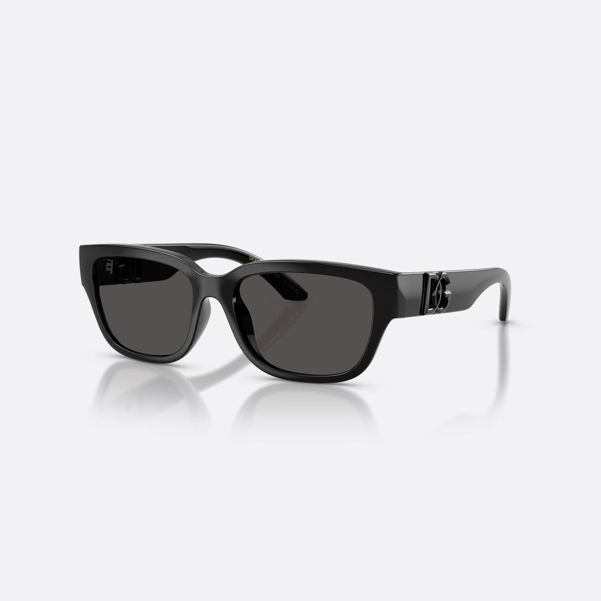 Dolce & Gabbana DX6009 501/87 sunglasses, black rectangle frame for kids, plain integrated bridge, brand logo plaque on temple