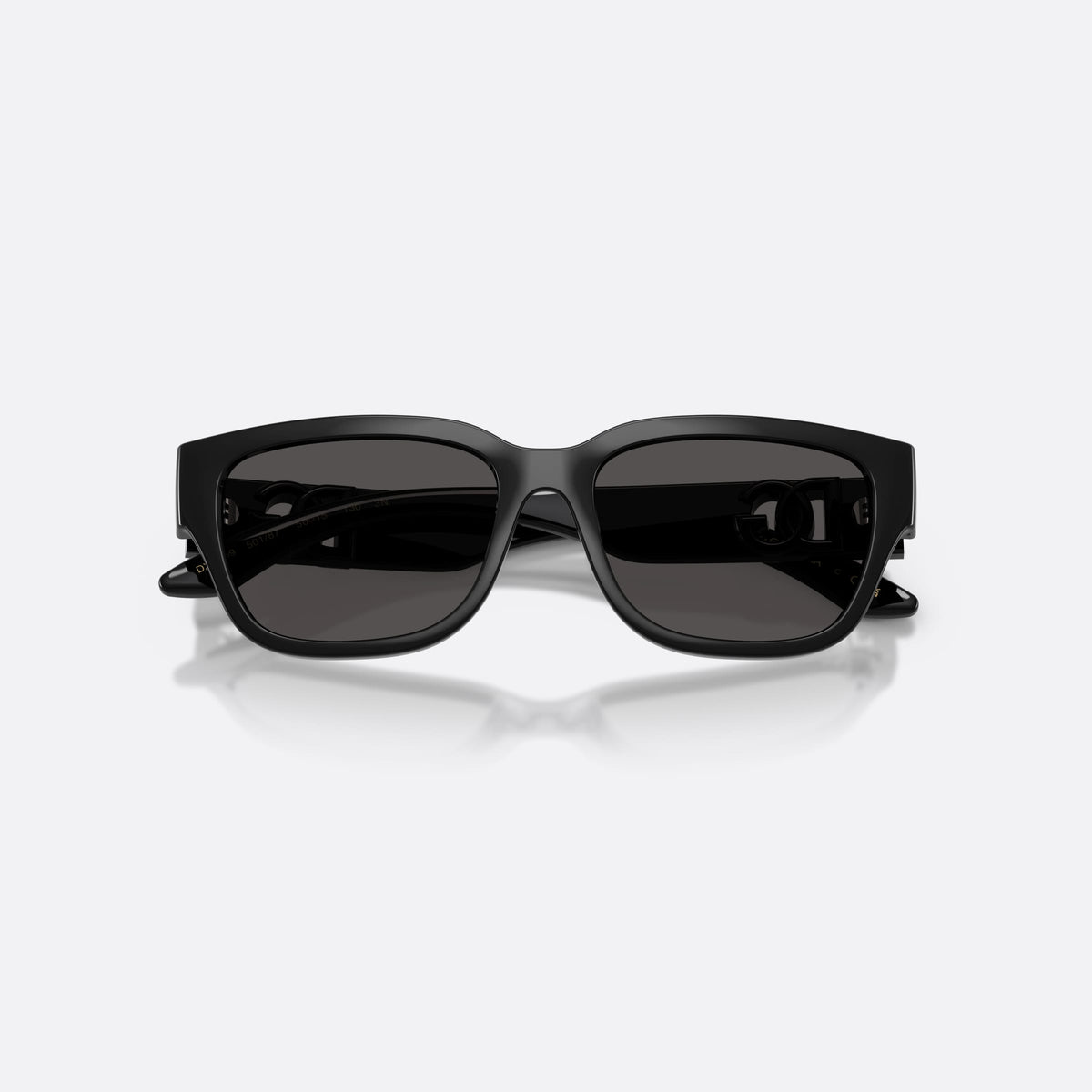 Dolce & Gabbana DX6009 501/87 sunglasses, black rectangle frame for kids, plain integrated bridge, brand logo plaque on temple, folded