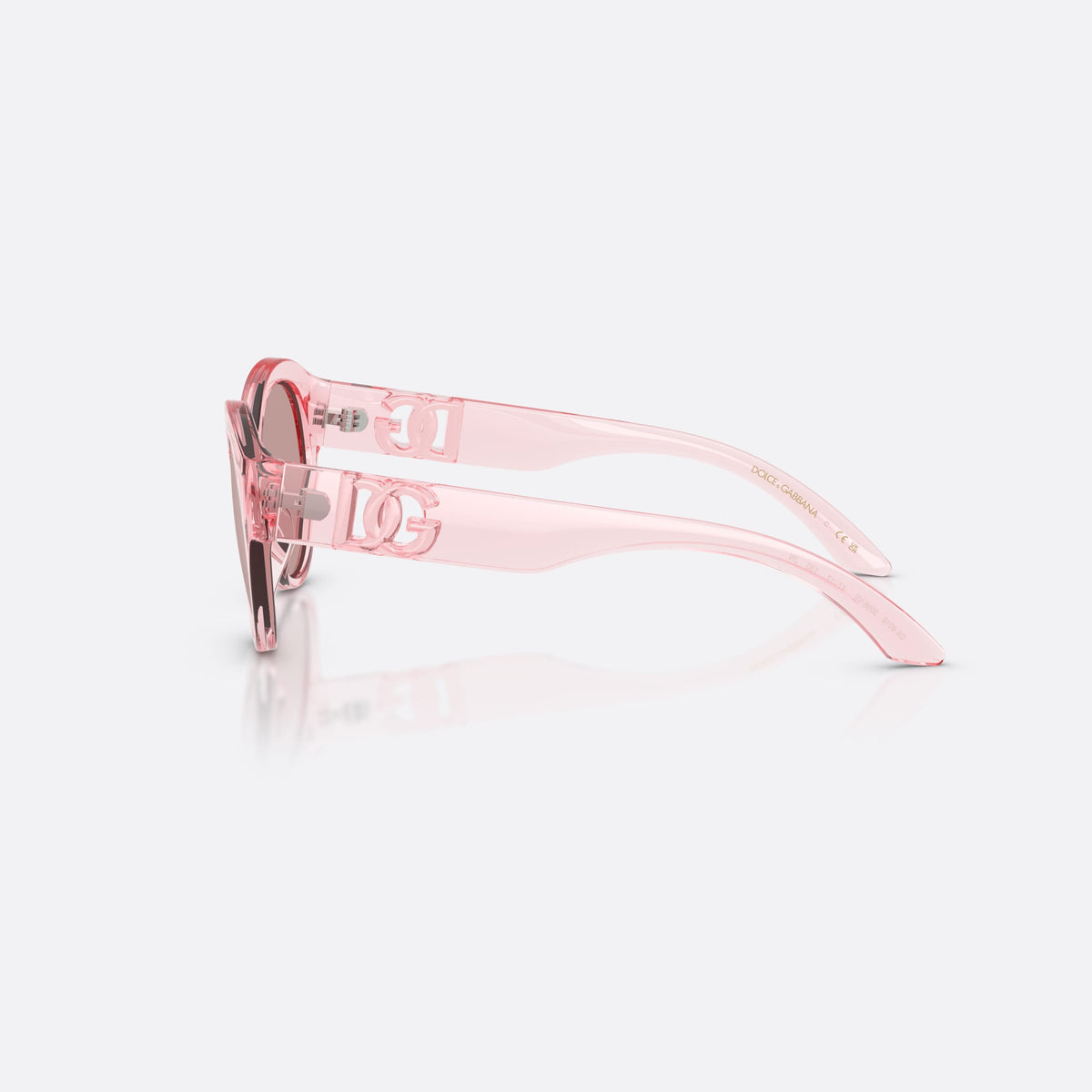 Dolce & Gabbana DX6010 3098VS sunglasses, pink butterfly frame for kids, plain bridge, brand logo on temples, full-rim frame, side view