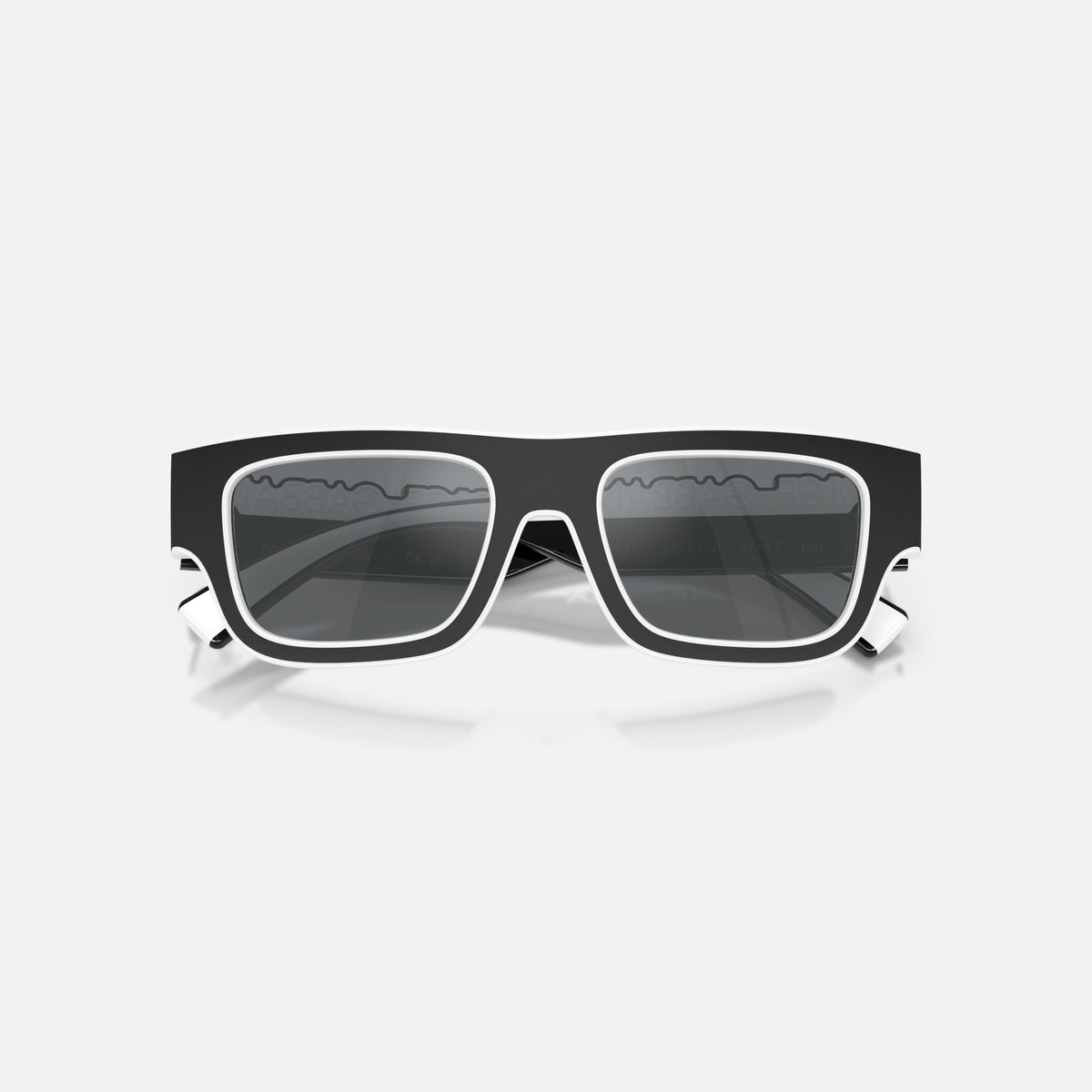 Dolce & Gabbana DX6011 34576G sunglasses, black rectangle frame for kids, plain bridge, brand lettering on temples, full-rim frame, folded