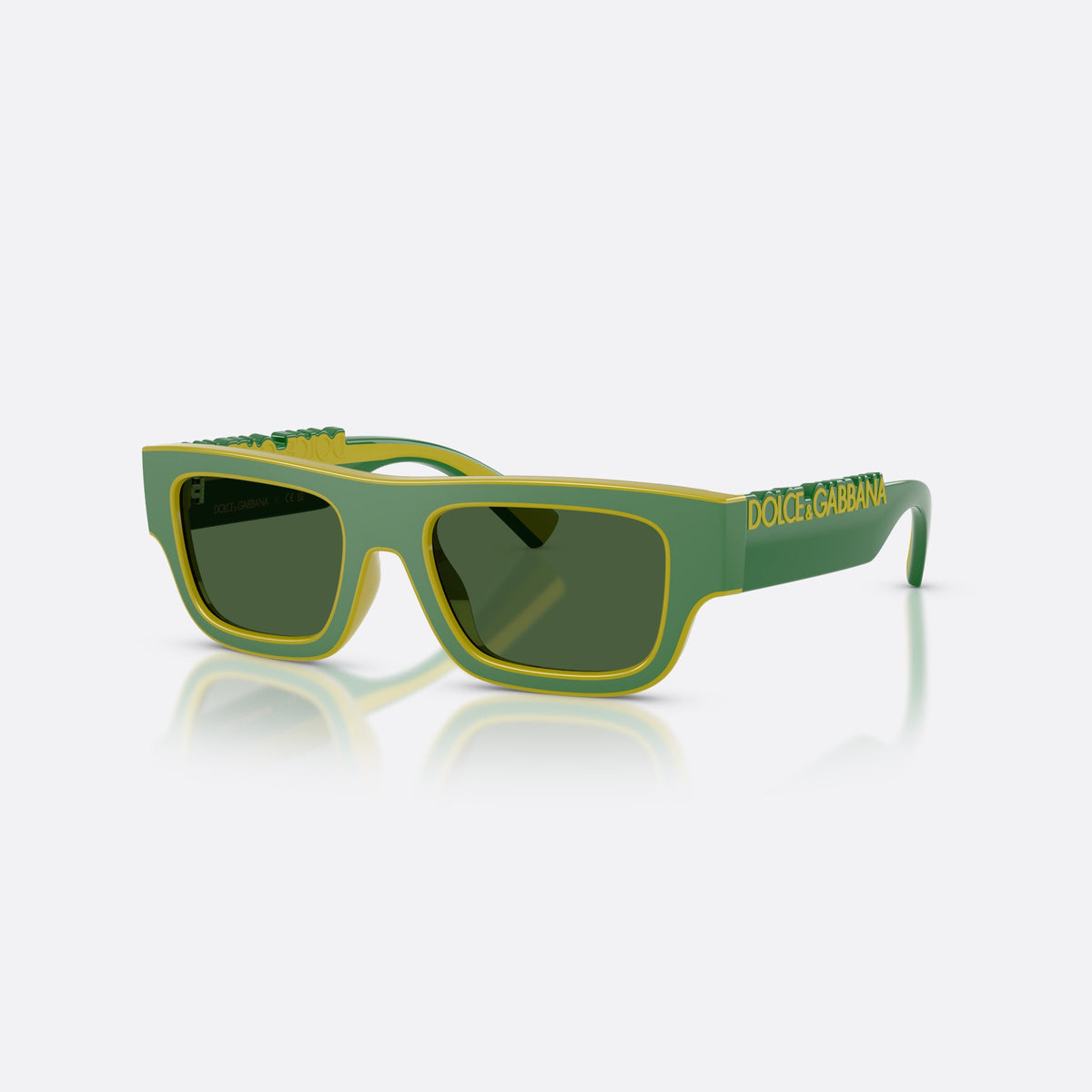 Ochelari de soare Dolce & Gabbana DX6011 346771, rectangulari verde, pentru copii, punte simplă, literele brandului pe brațe, ramă completă