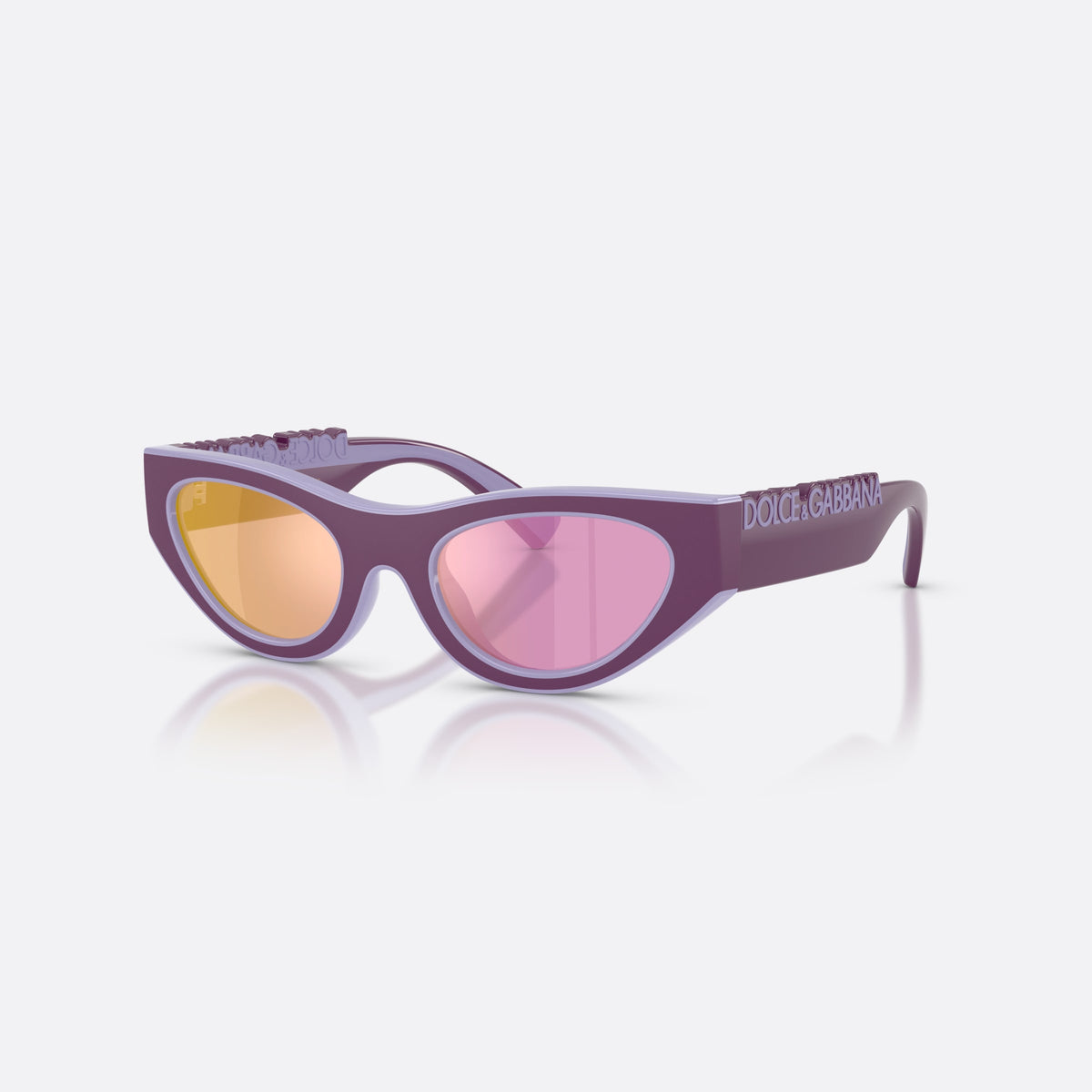 Ochelari de soare Dolce & Gabbana DX6012 33601T, cat eye albastru, pentru copii, punte integrată simplă, literele brandului pe brațe