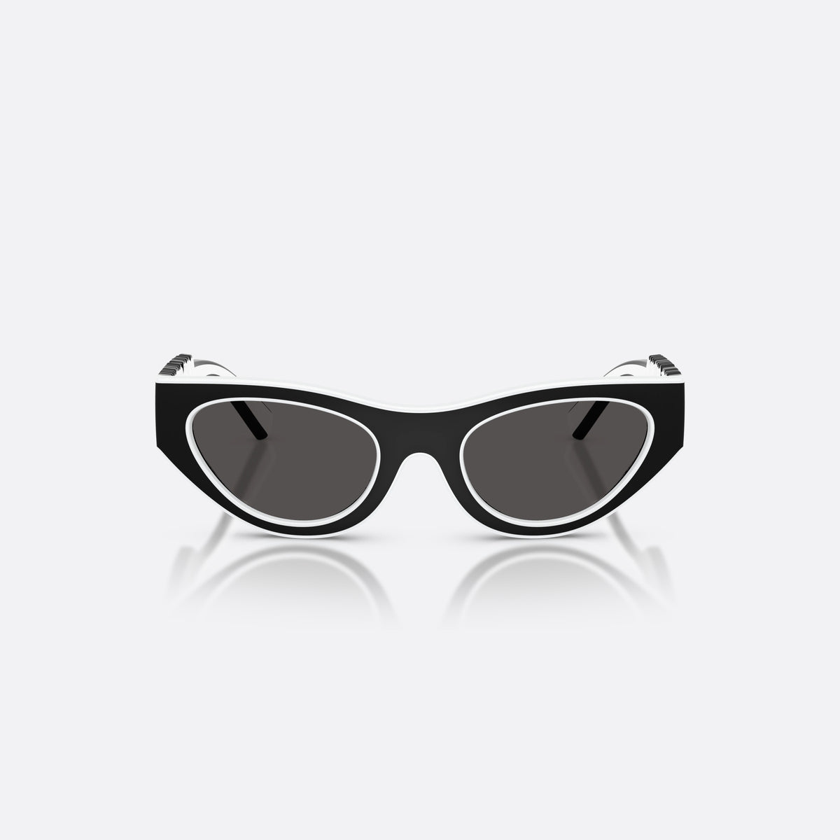 Dolce & Gabbana DX6012 345787 sunglasses, black cat eye frame for kids, plain bridge joining lenses, black hinges on temples, front view