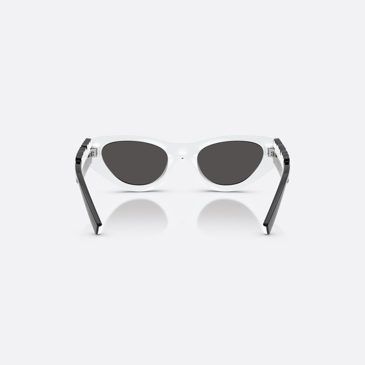 Dolce & Gabbana DX6012 345787 sunglasses, black cat eye frame for kids, plain bridge joining lenses, black hinges on temples, back view