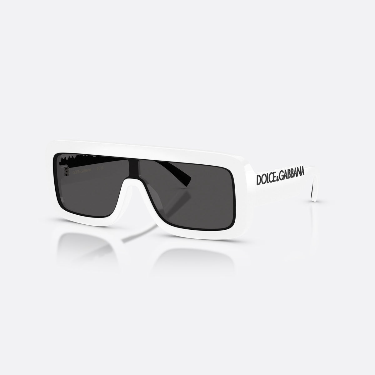 Dolce & Gabbana DX6013 331287 sunglasses, white rectangle frame for kids, integrated plain bridge, brand lettering on temples