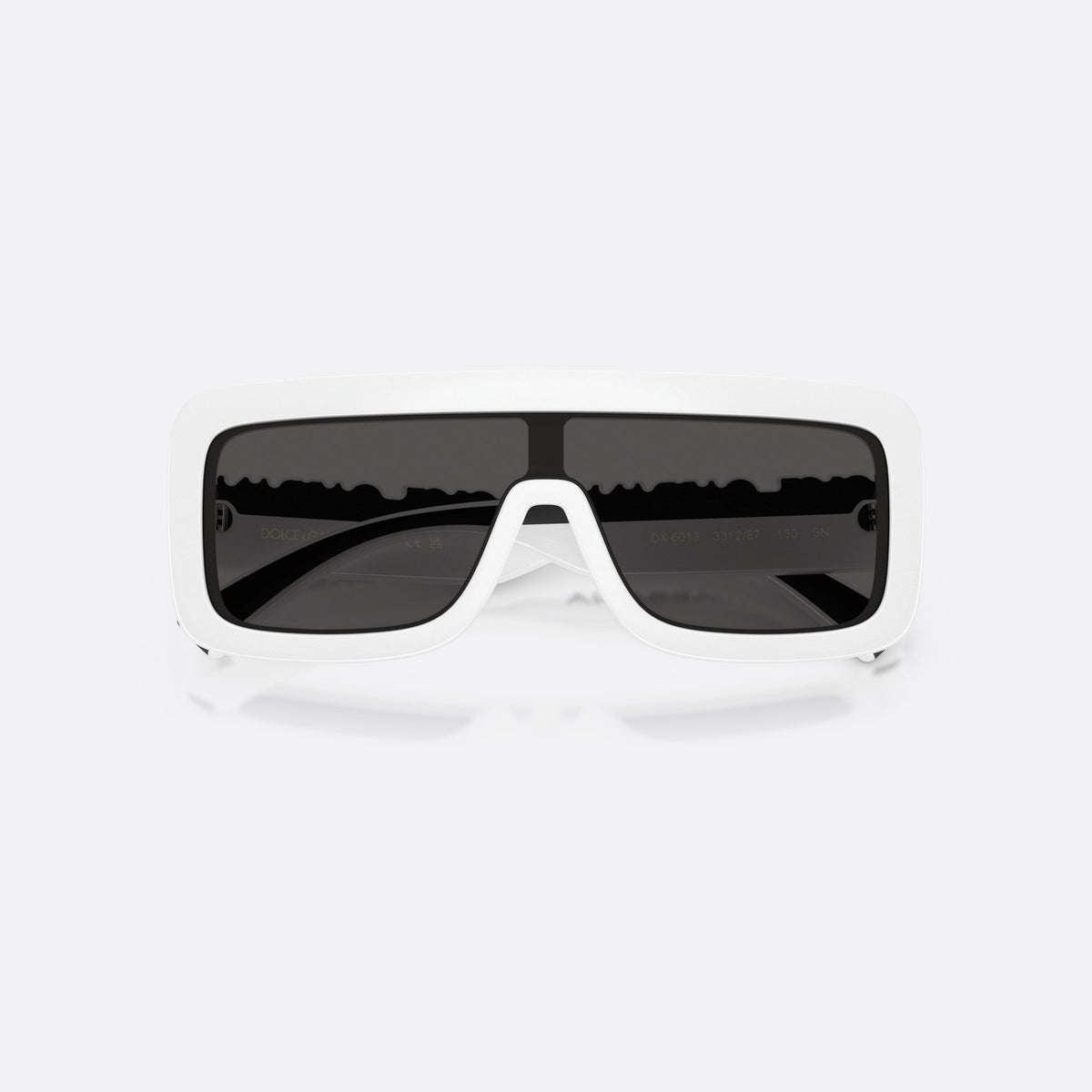Dolce & Gabbana DX6013 331287 sunglasses, white rectangle frame for kids, integrated plain bridge, brand lettering on temples, folded