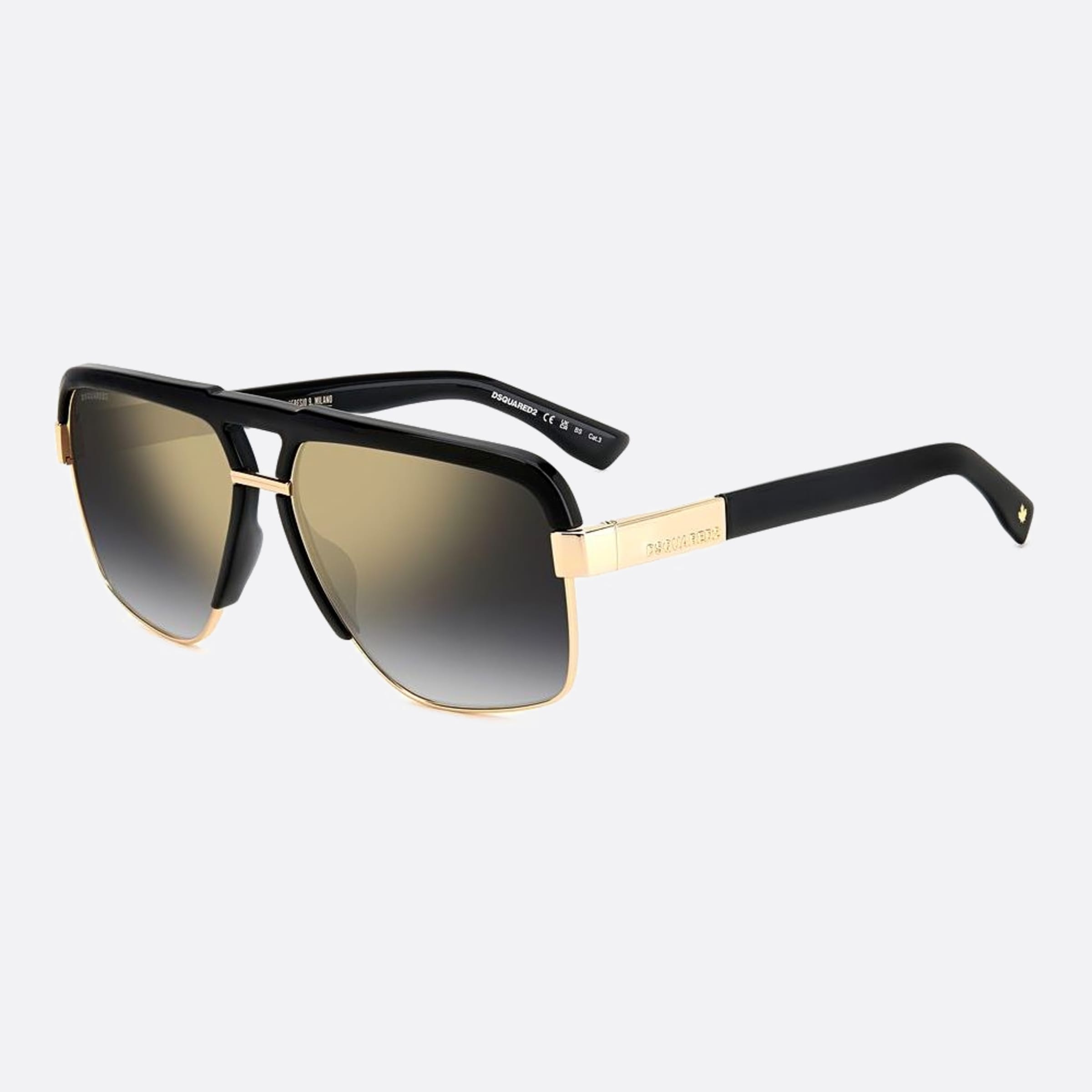 Dsquared2 61mm 2m2 Black Squared Men Sunglasses - Side View