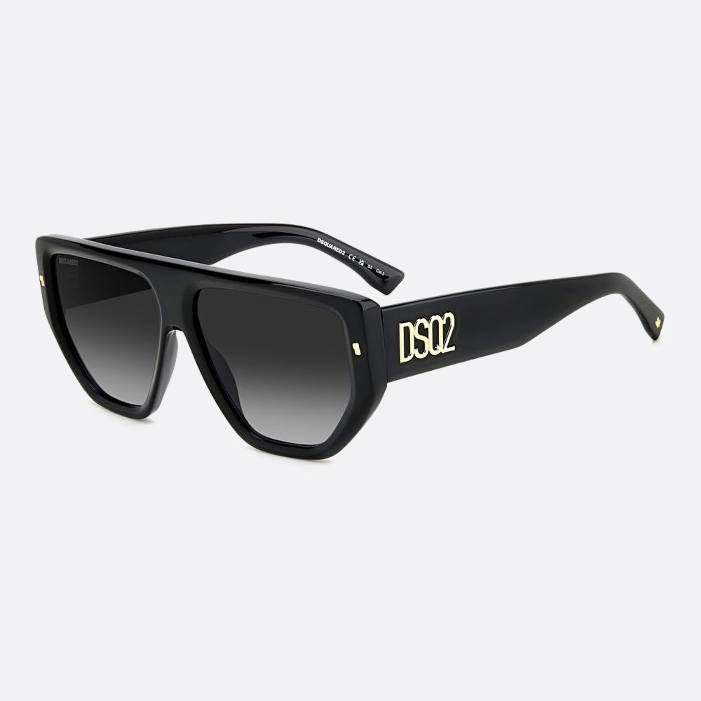 Dsquared2 60mm 2m2 Black Squared Men Sunglasses - Side View