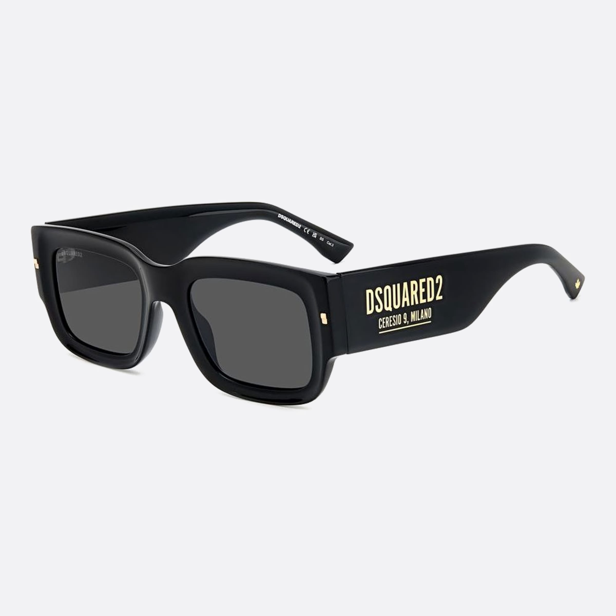 Dsquared2 52mm 2m2 Black Geometric Men Sunglasses - Side View