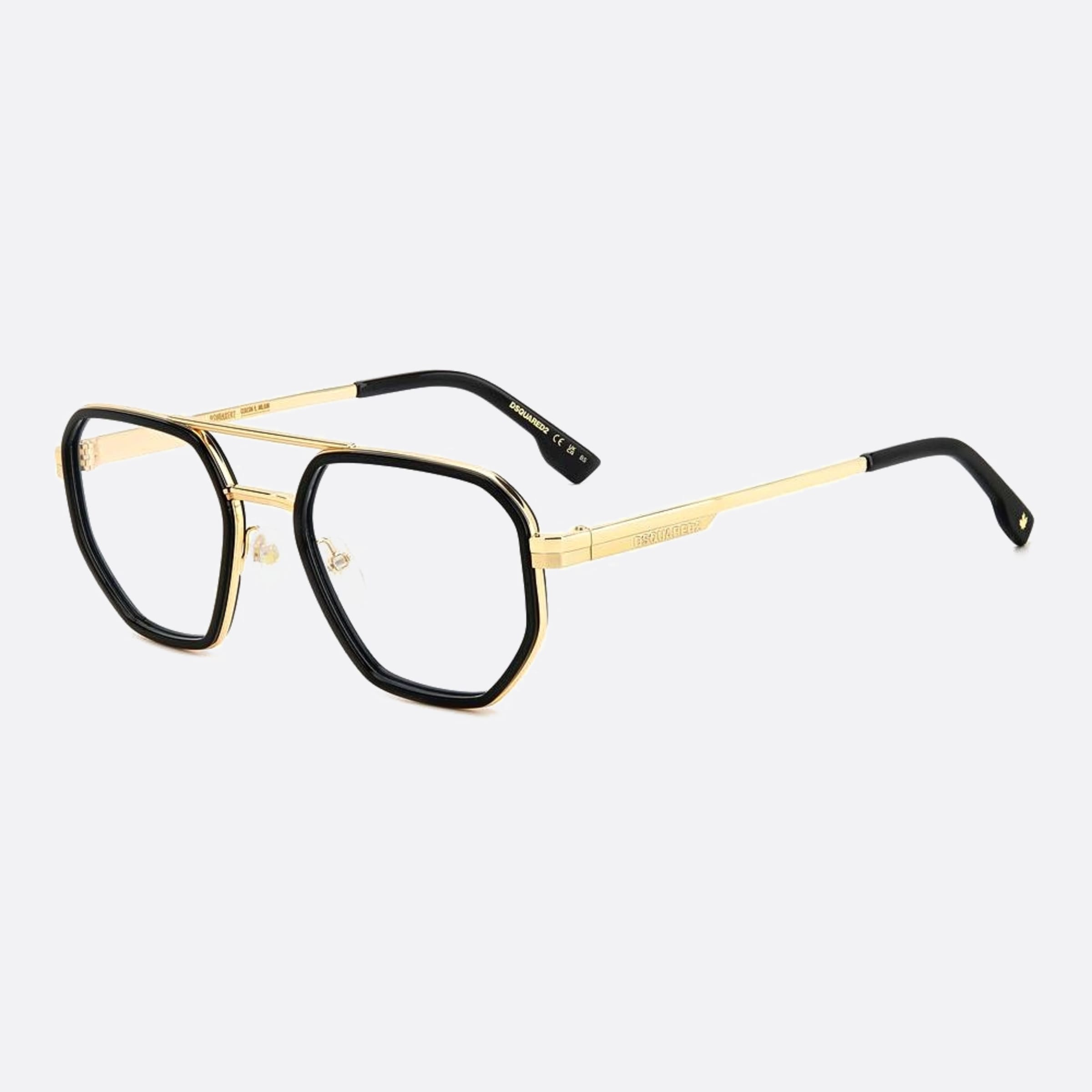Dsquared2 52mm Black Geometric Men Eyeglasses - Side View