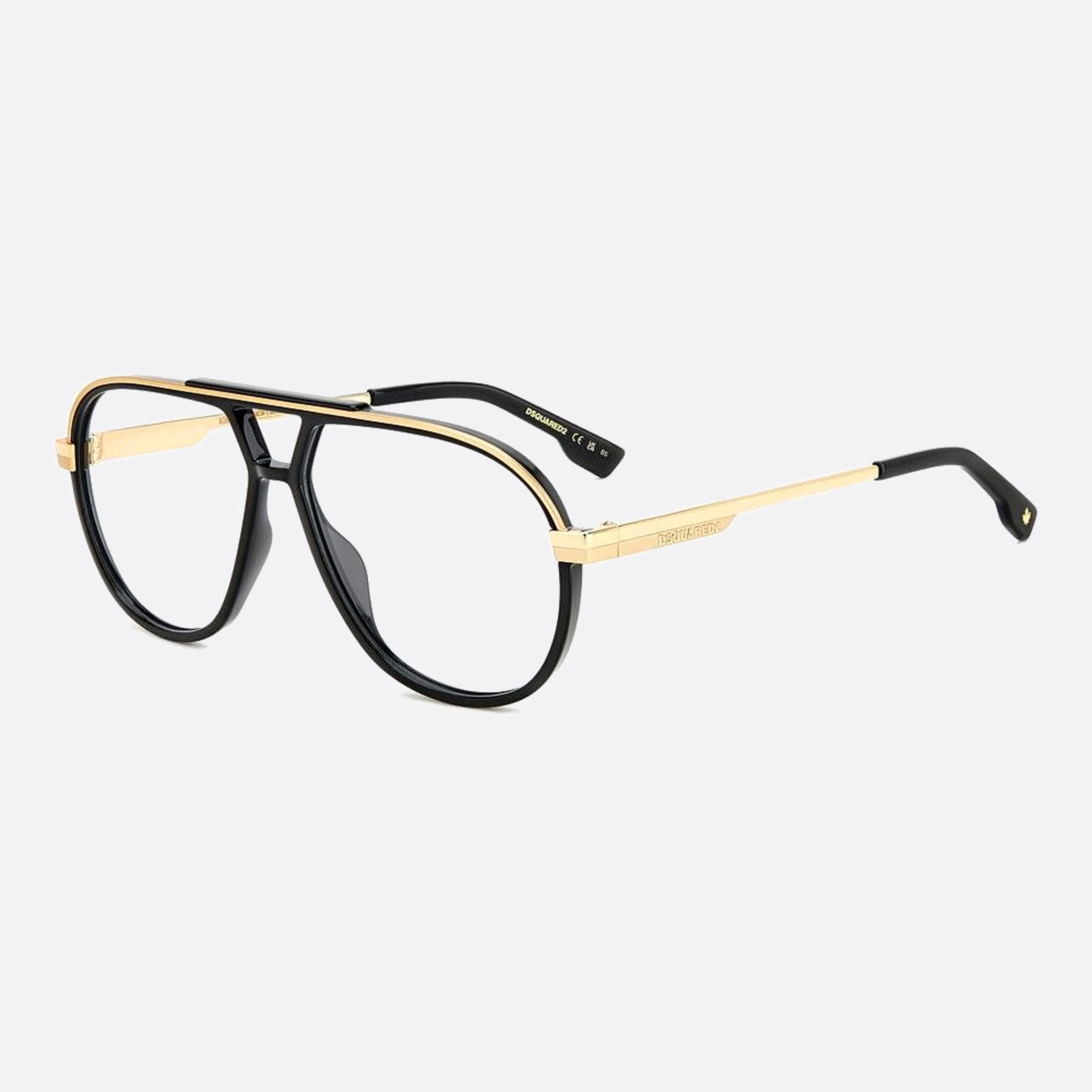 Dsquared2 58mm Black Pilot Men Eyeglasses - Side View
