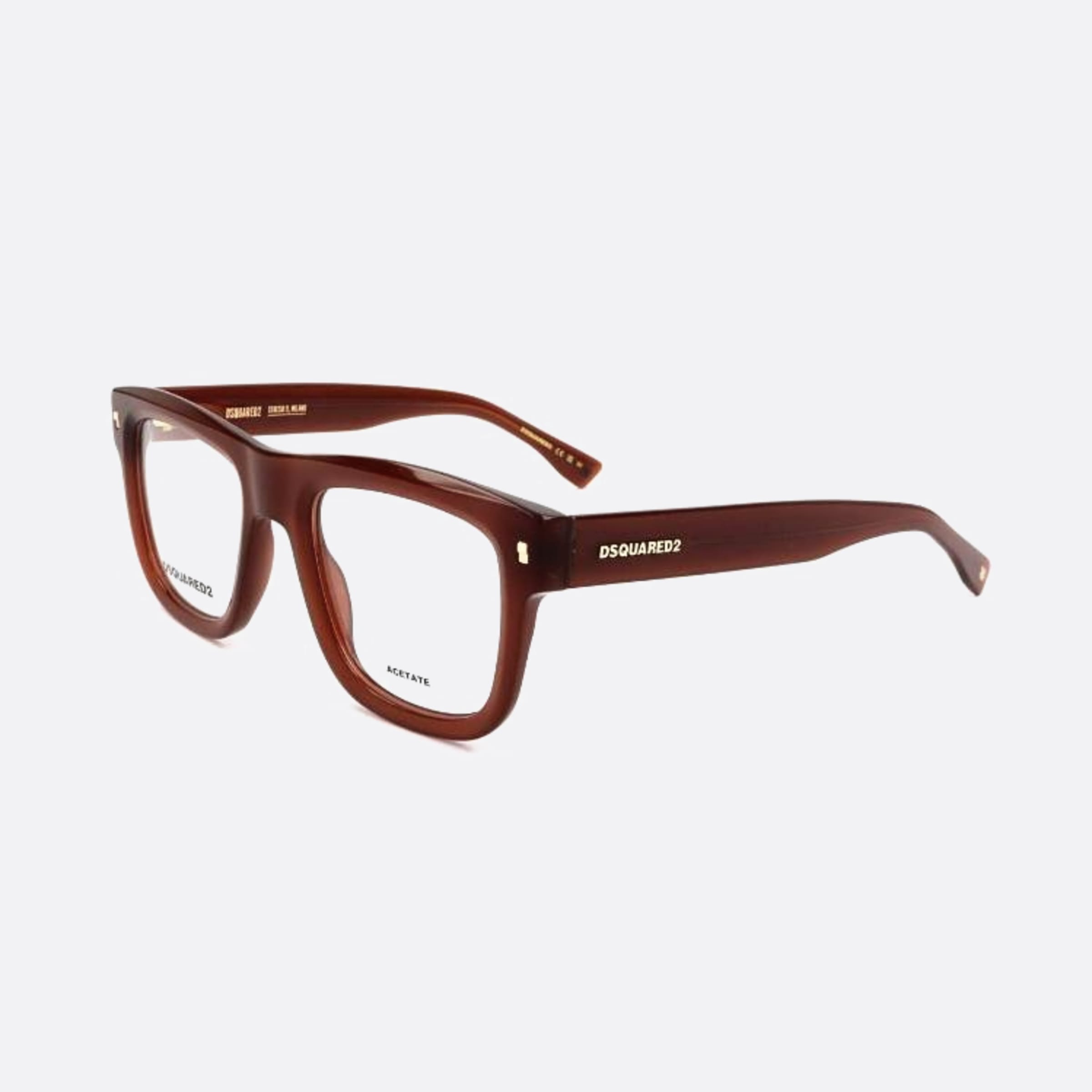 Dsquared2 53mm 09q Brown Squared Men Eyeglasses - Side View