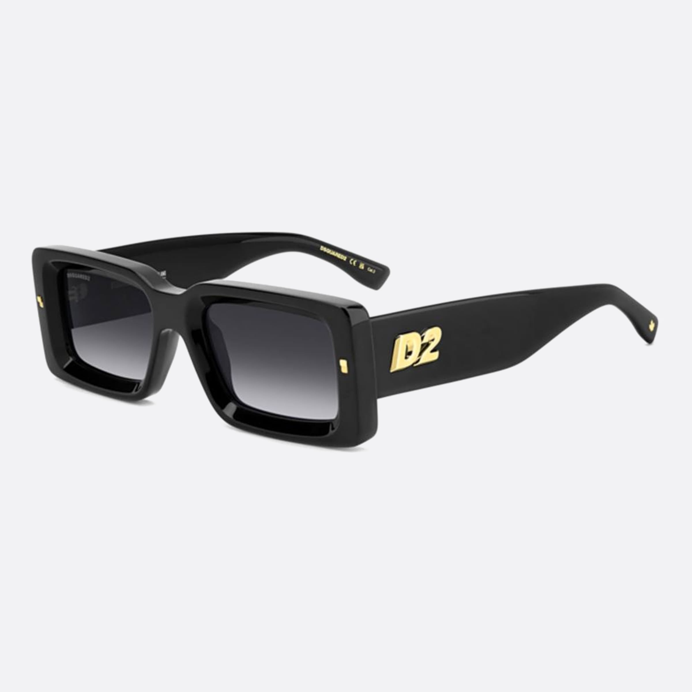 Dsquared2 52mm Black Rectangle Men Sunglasses - Side View