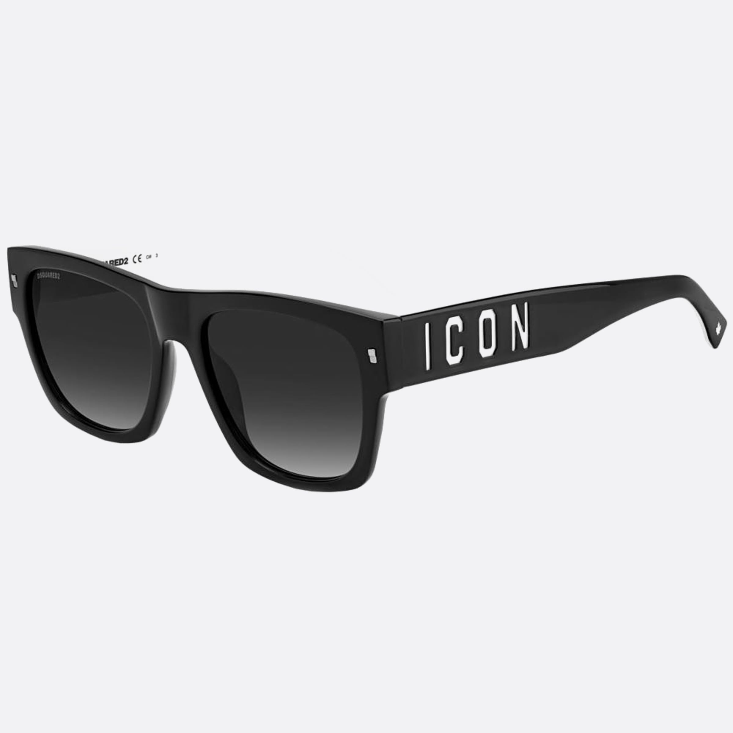 Dsquared2 55mm Icon 80s Black Squared Men Sunglasses - Side View