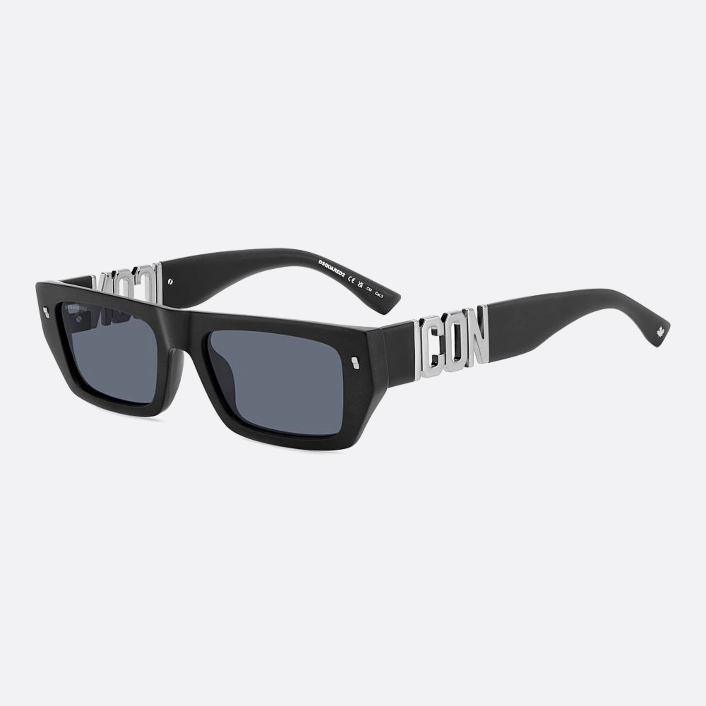 Dsquared2 54mm Icon Black Squared Men Sunglasses - Side View