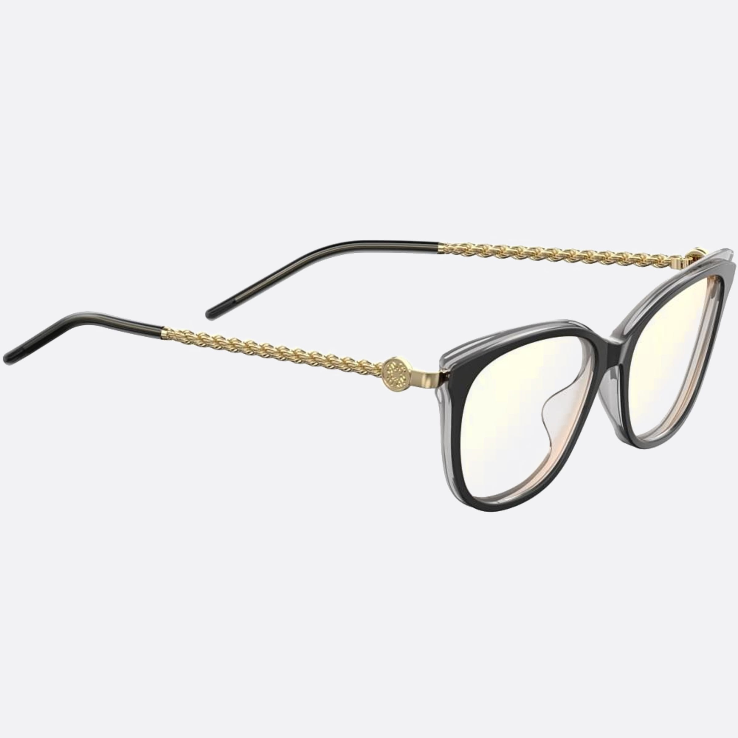 Elie 53mm Saab Ft3 Grey Geometric Women Eyeglasses - Side View