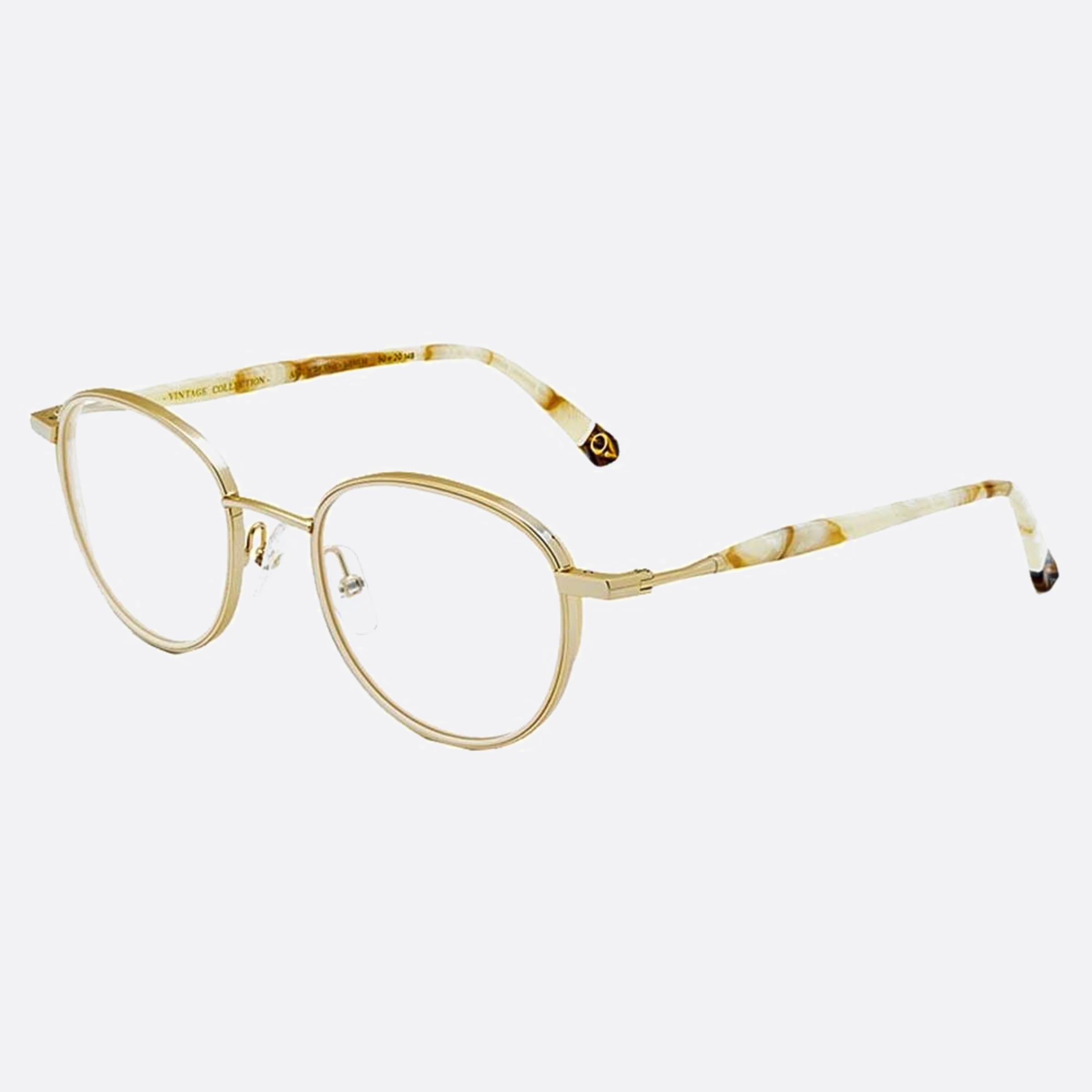 Etnia 50mm Barcelona Aigua Blava Gdwh Gold Round Unisex Eyeglasses - Side View