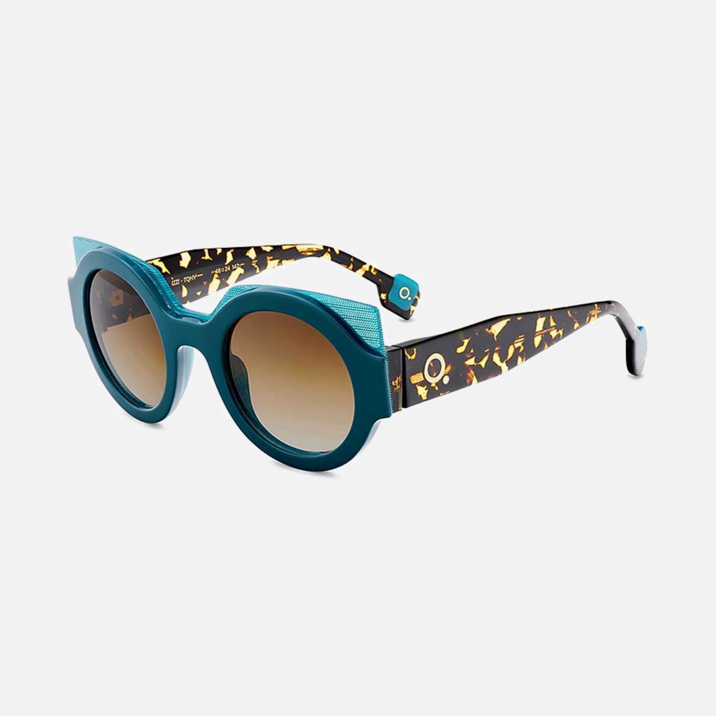 Etnia 47mm Barcelona Izzi Tqhv Blue Round Unisex Sunglasses - Side View