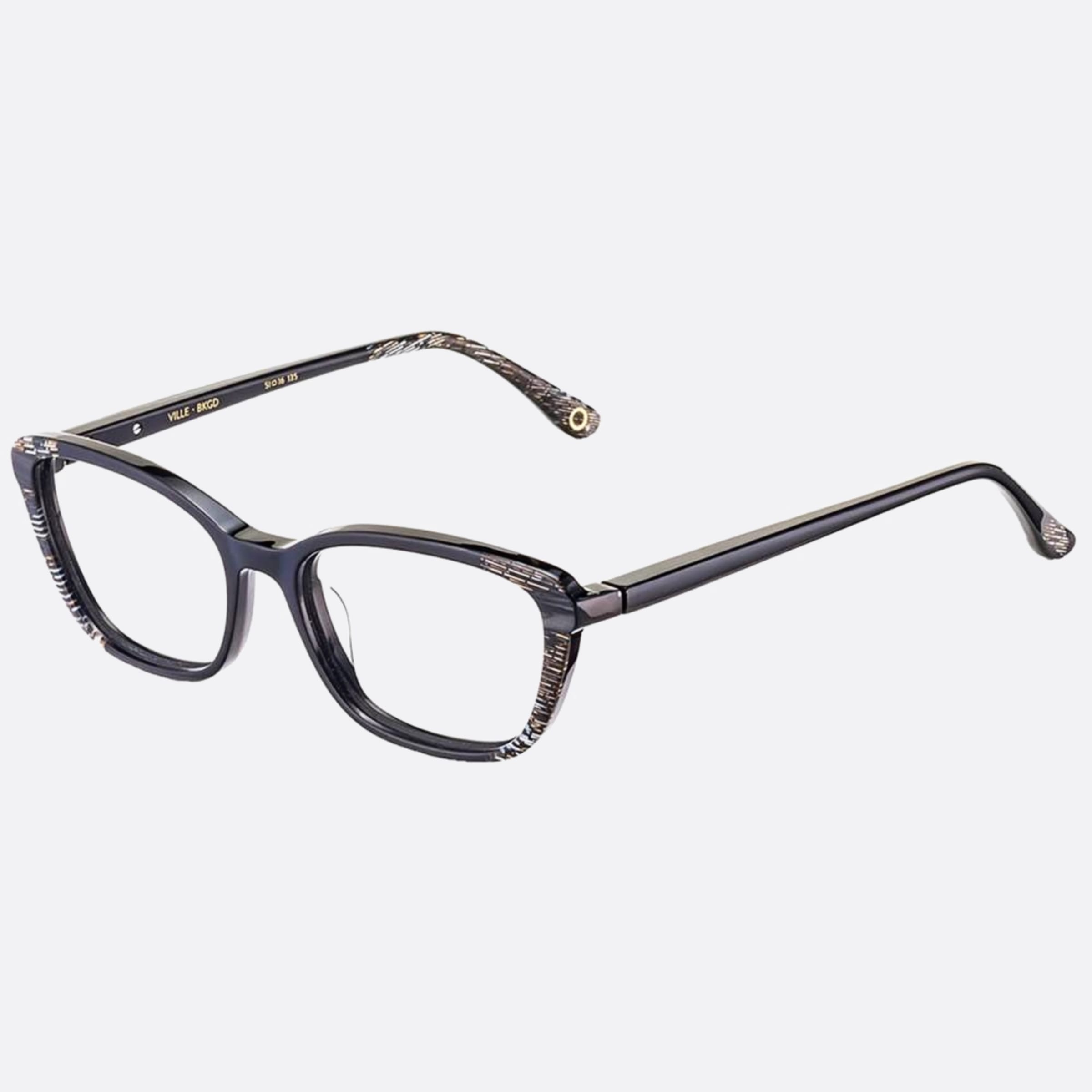 Etnia 50mm Barcelona Ville Bkgd Black Cat Eye Unisex Eyeglasses - Side View
