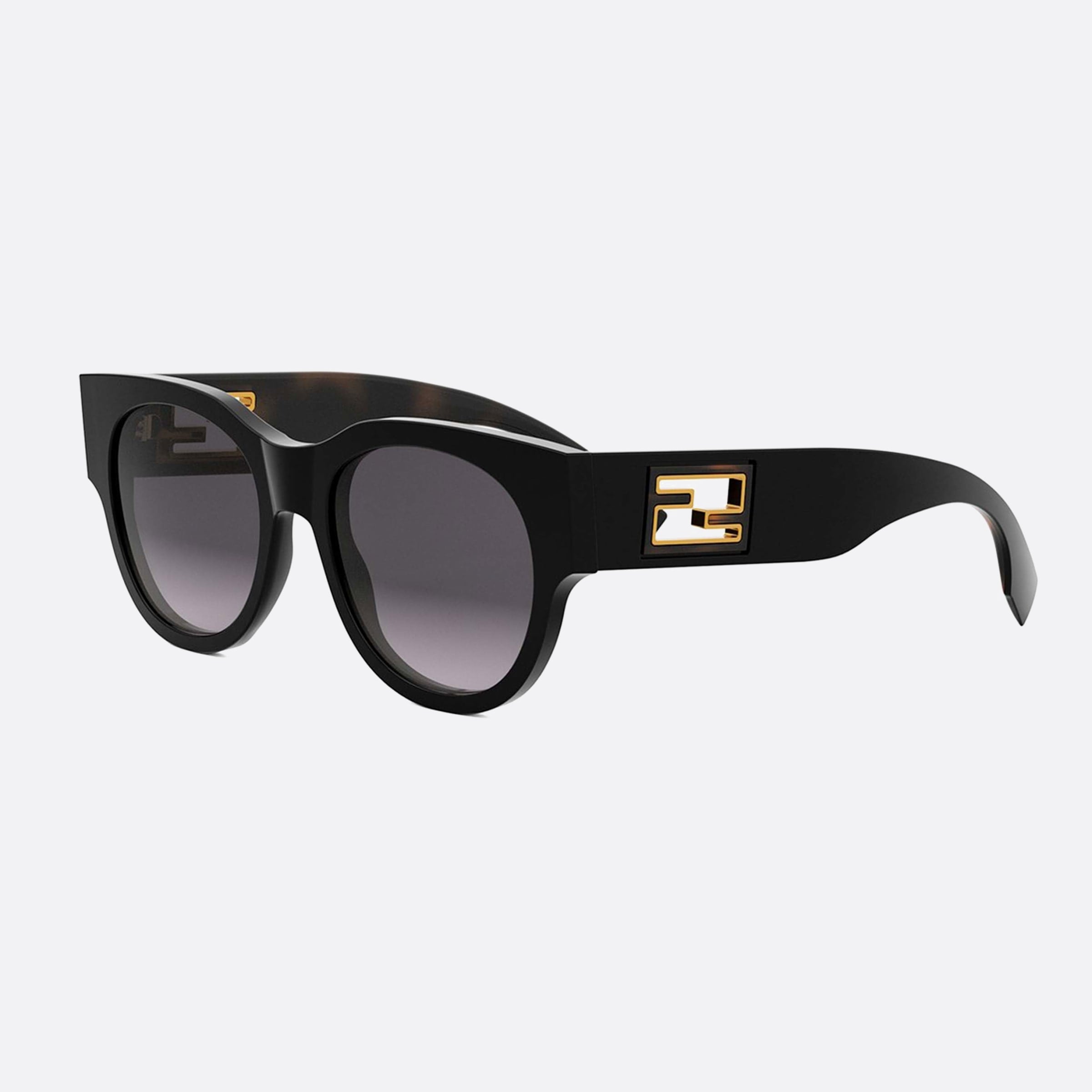 Fendi 53mm Baguette Fe40147i 01b Black Round Women Sunglasses - Main View