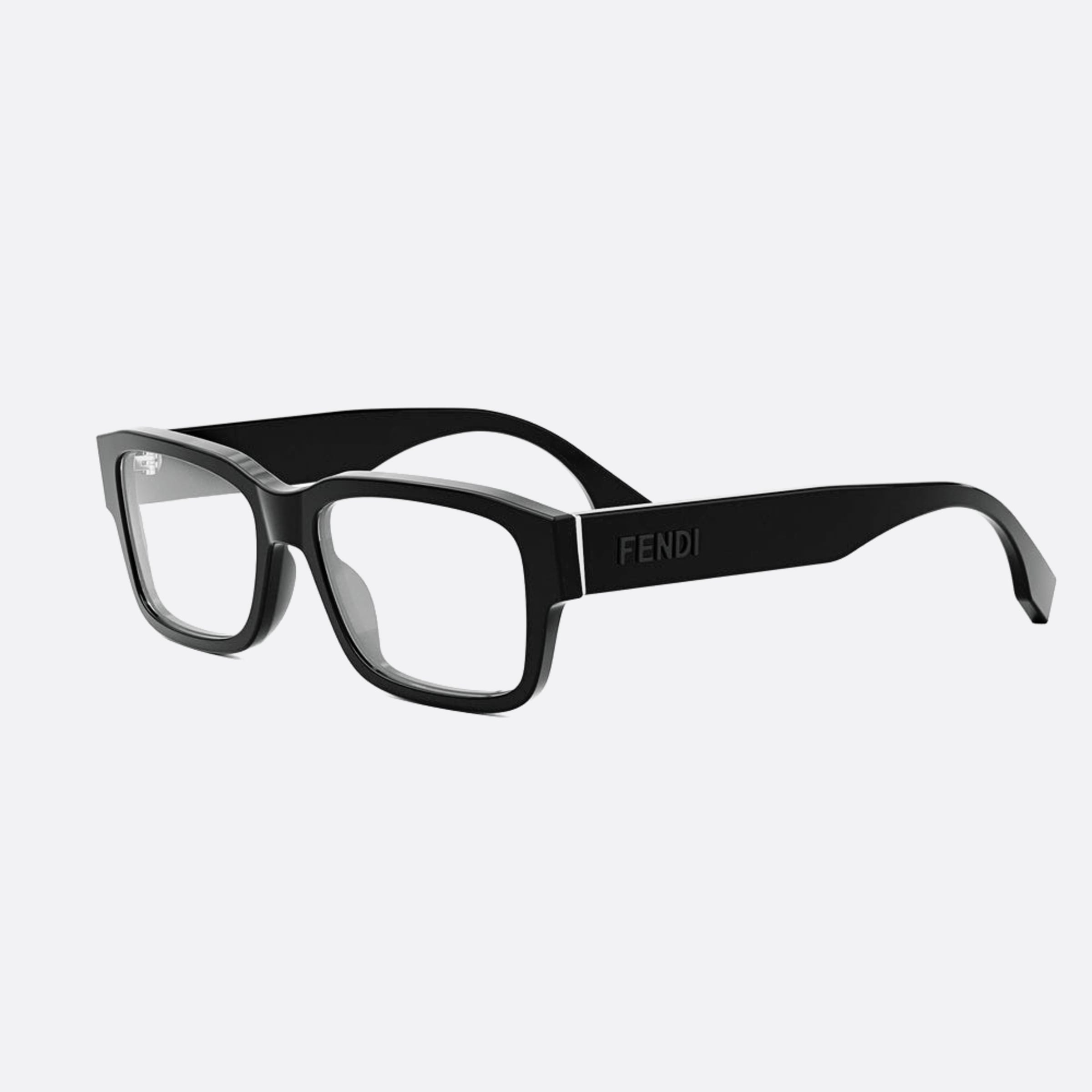Fendi 55mm Fe50079i Black Rectangle Unisex Eyeglasses - Side View