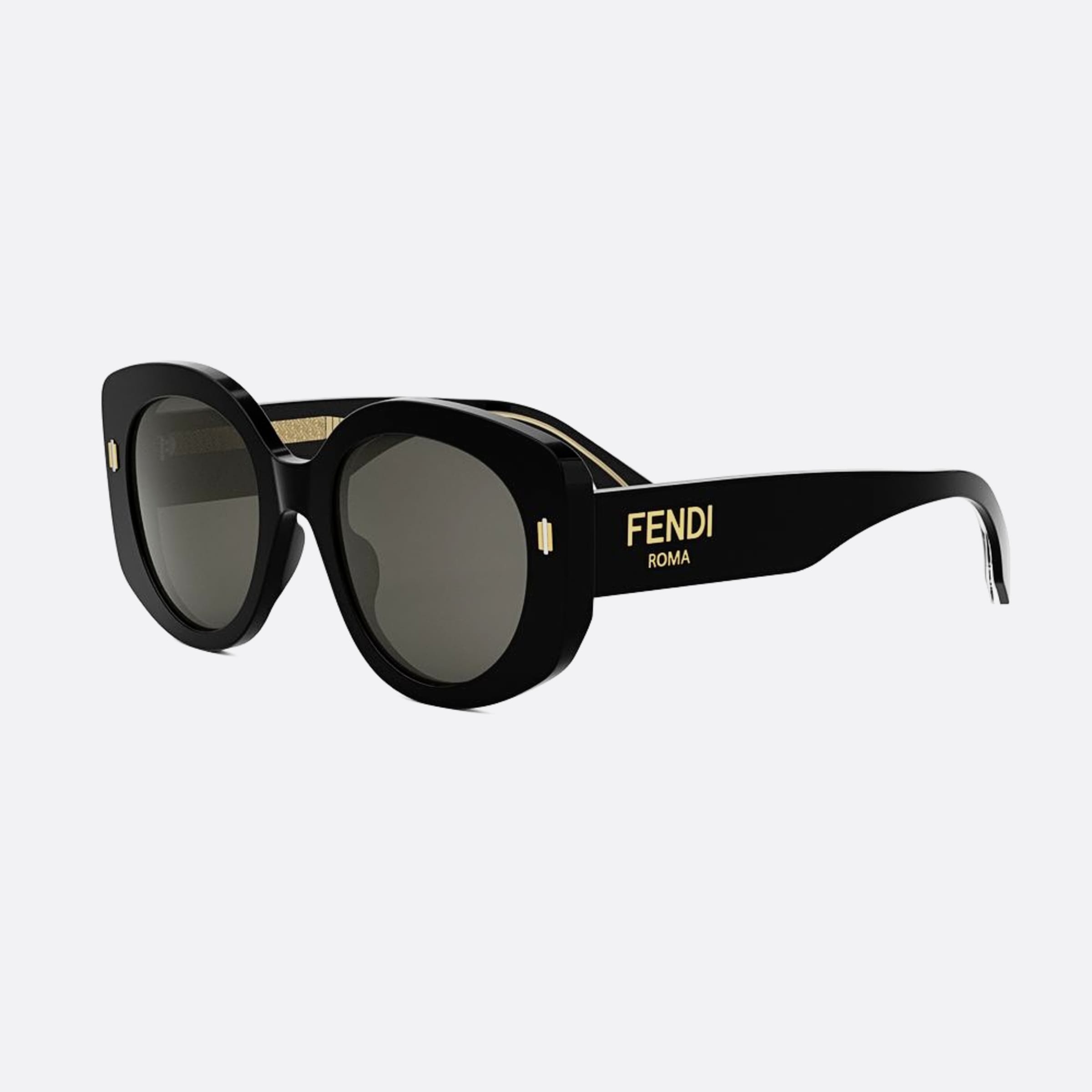 Fendi 51mm Fendi Roma 01a Black Round Women Sunglasses - Side View