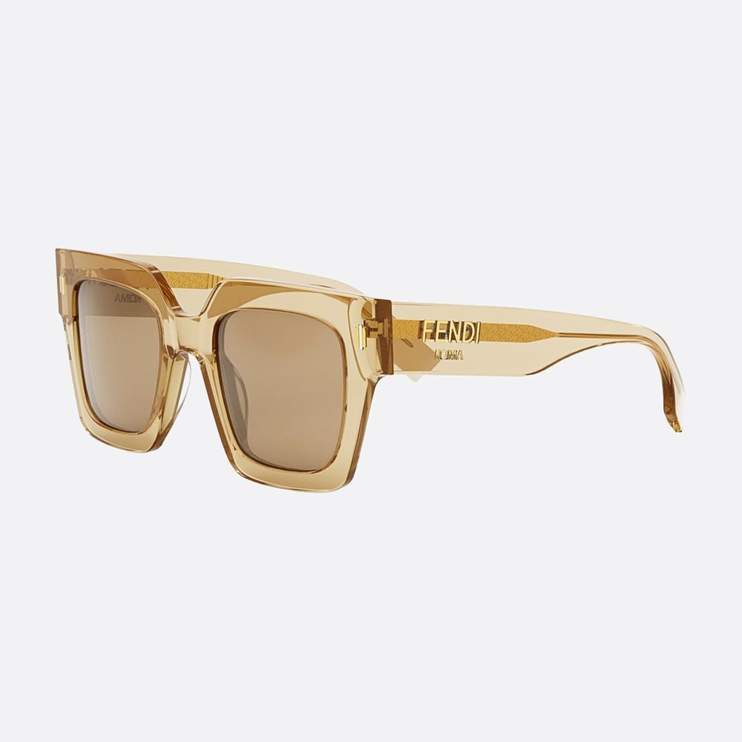 Fendi 50mm Fendi Roma 57e Brown Squared Women Sunglasses - Side View