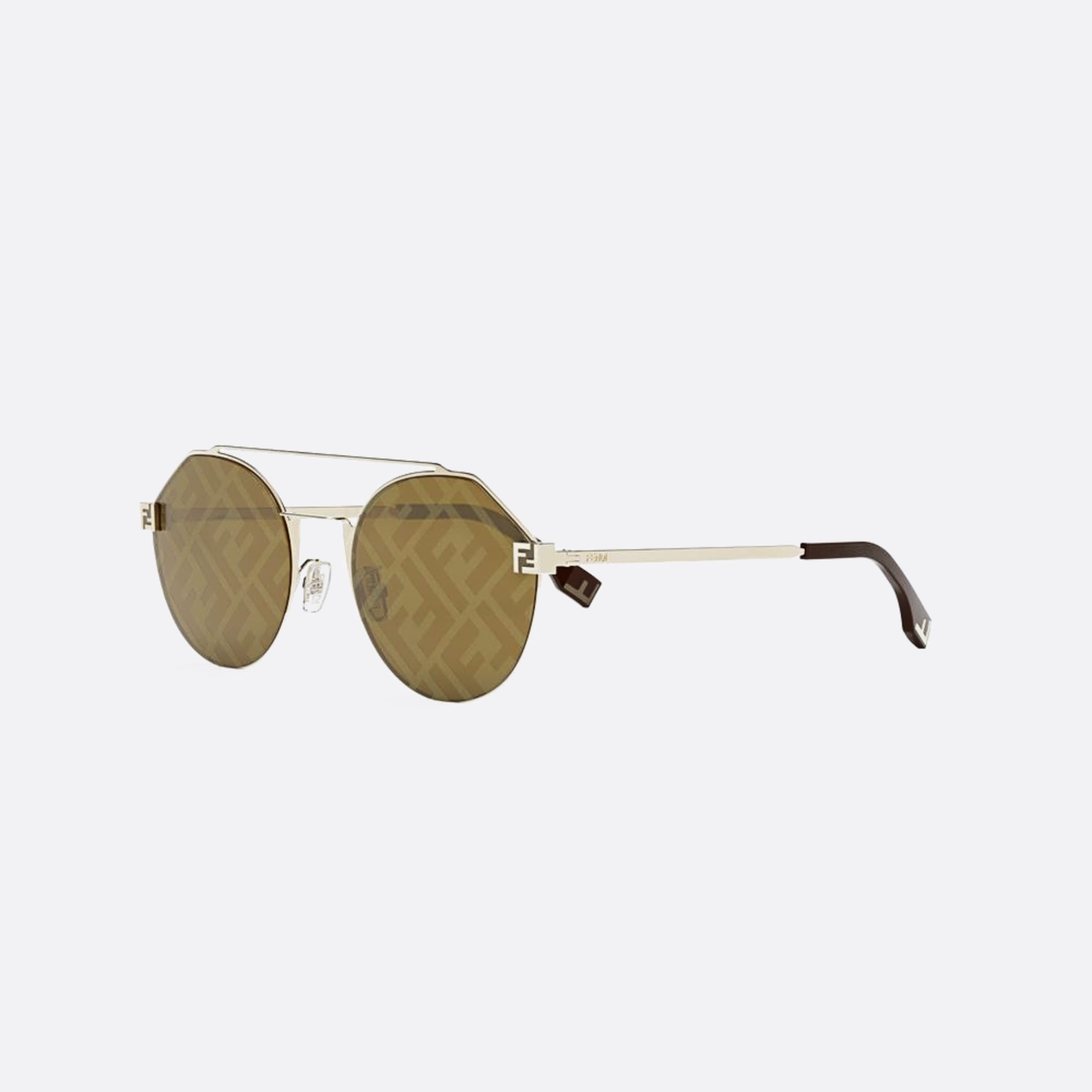 Fendi 55mm Fendi Sky 10g Gold Round Men Sunglasses - Side View