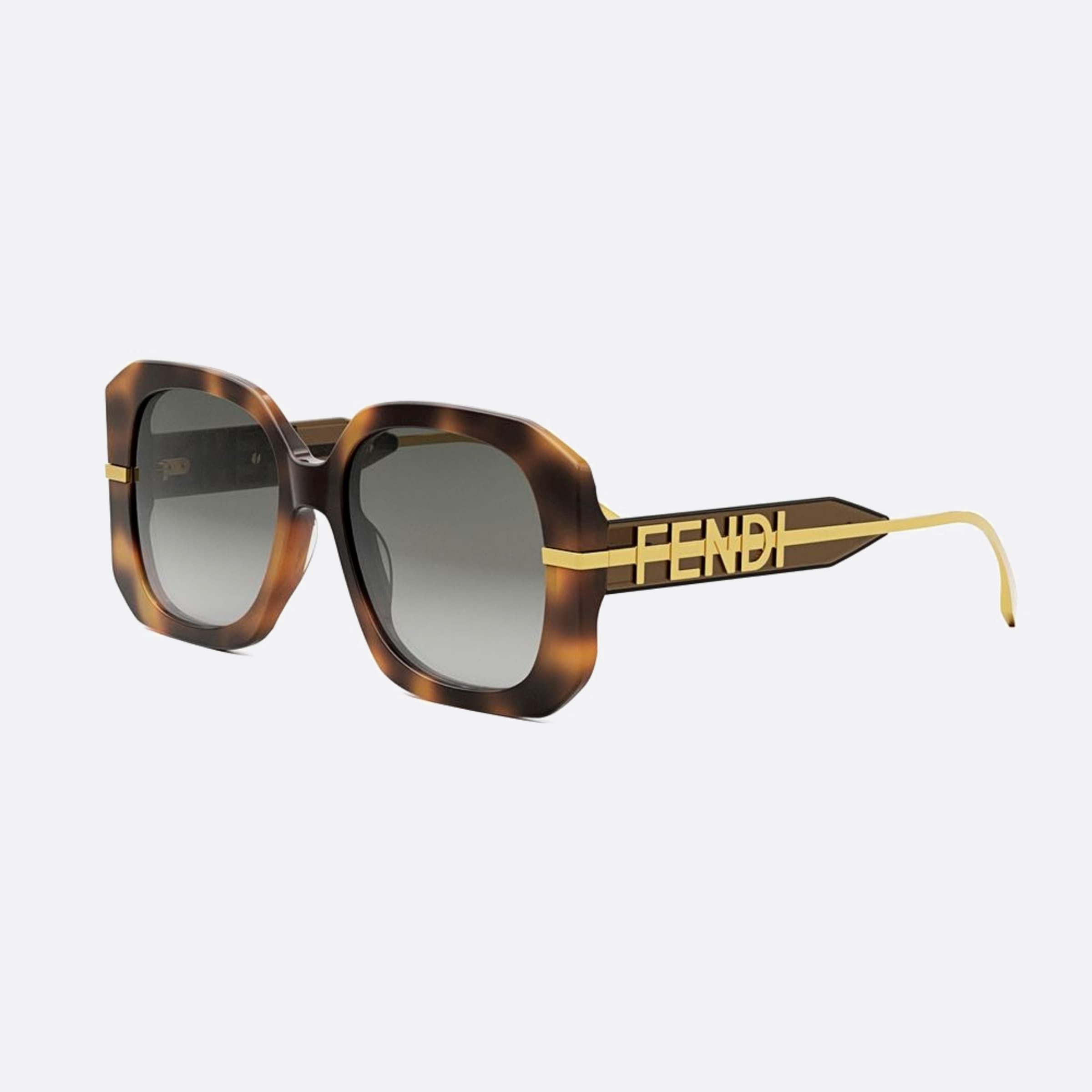 Fendi 55mm Fendigraphy 55b Havana Geometric Women Sunglasses - Side View