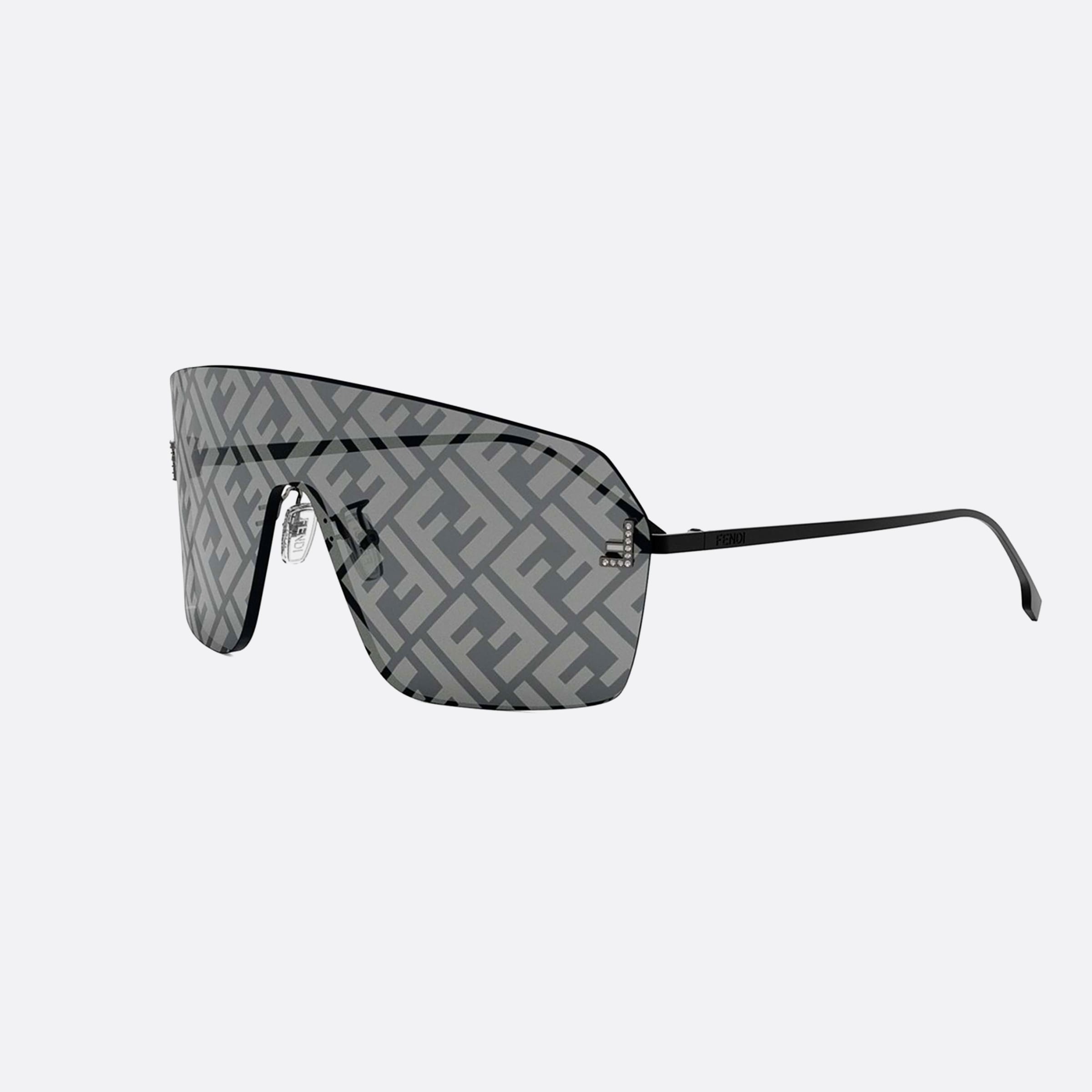 Fendi 00mm First Crystal Fe4121us 02a Black Shield Women Sunglasses - Main View