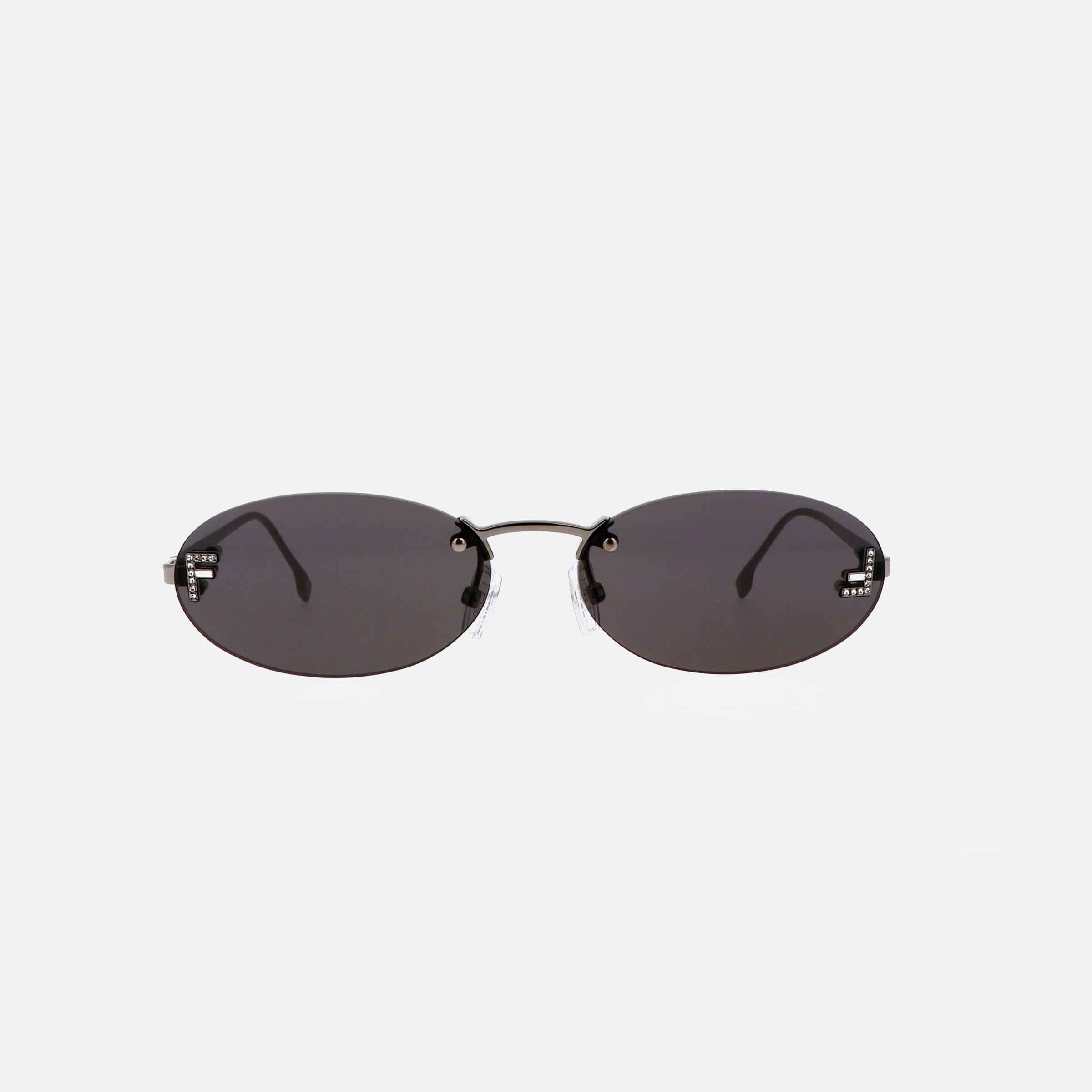 Fendi 54mm First Fe4075us 12a Ruthenium Oval Women Sunglasses - Side View