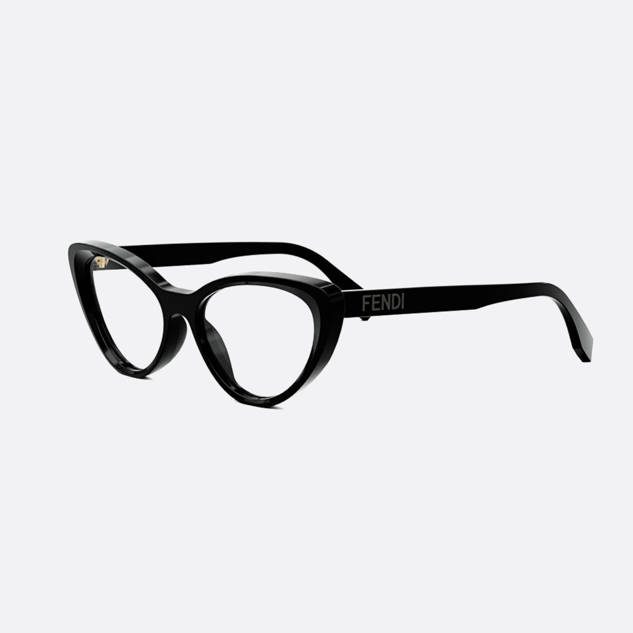 Fendi 53mm Lettering Black Oval Women Eyeglasses - Side View