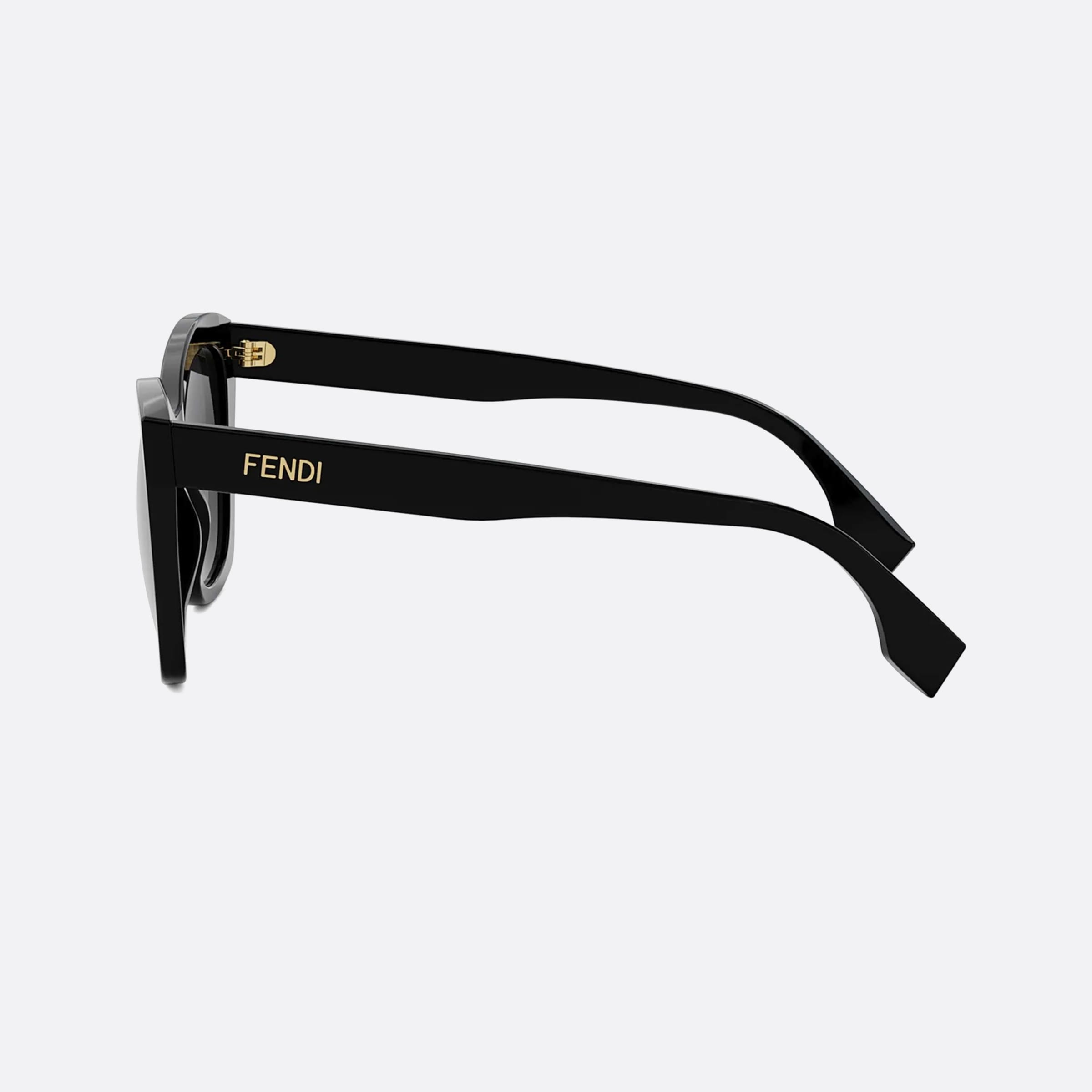 Fendi 55mm Lettering Fe40151i 01b Black Squared Women Sunglasses - Detail View