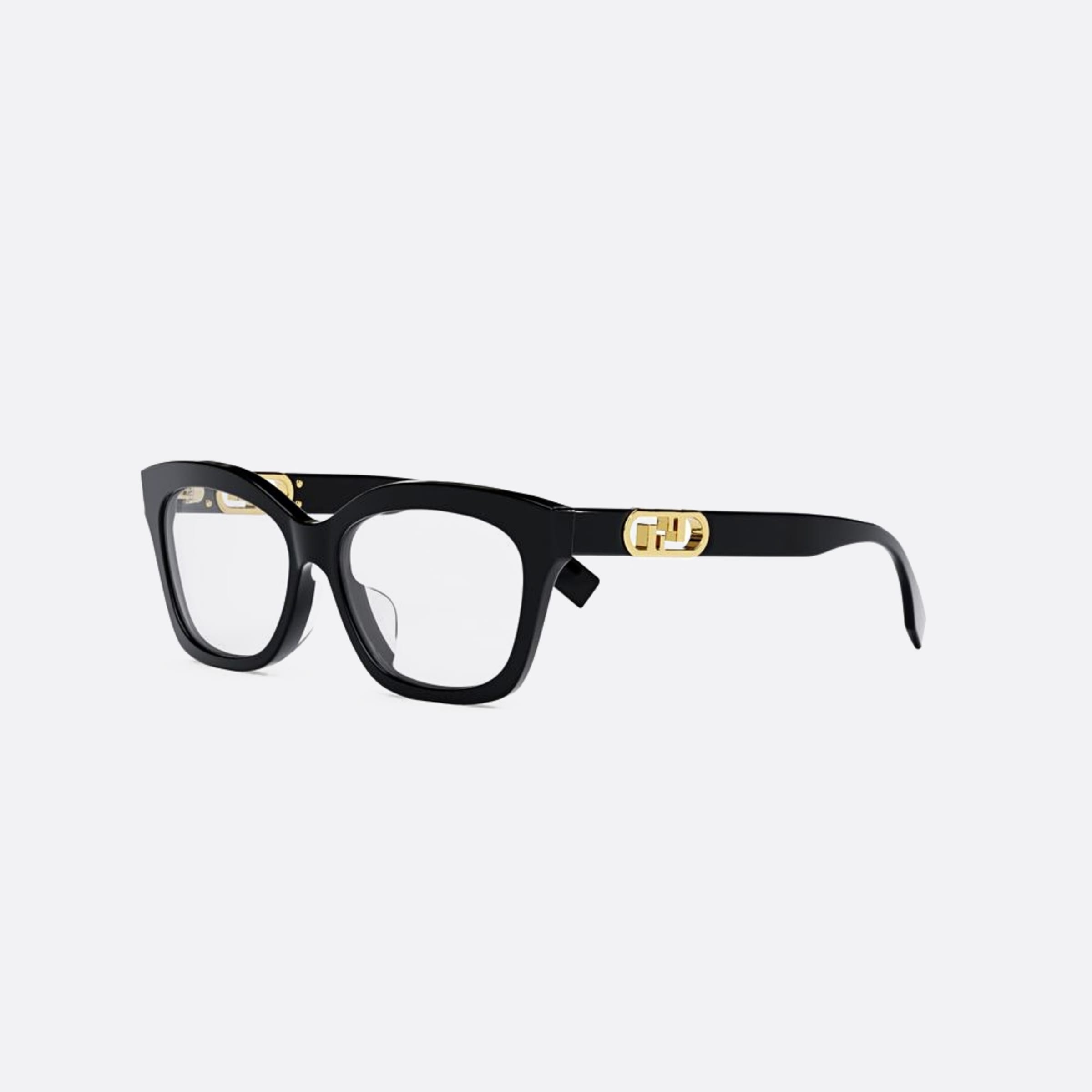 Fendi 52mm Lock Black Geometric Women Eyeglasses - Side View