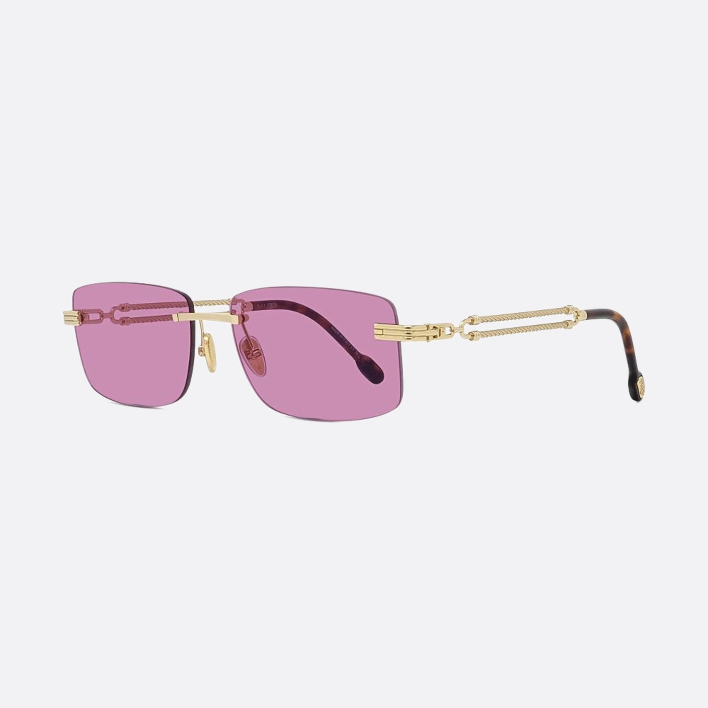 Fred 58mm Double Cable 30y Gold Rectangle Men Sunglasses - Side View