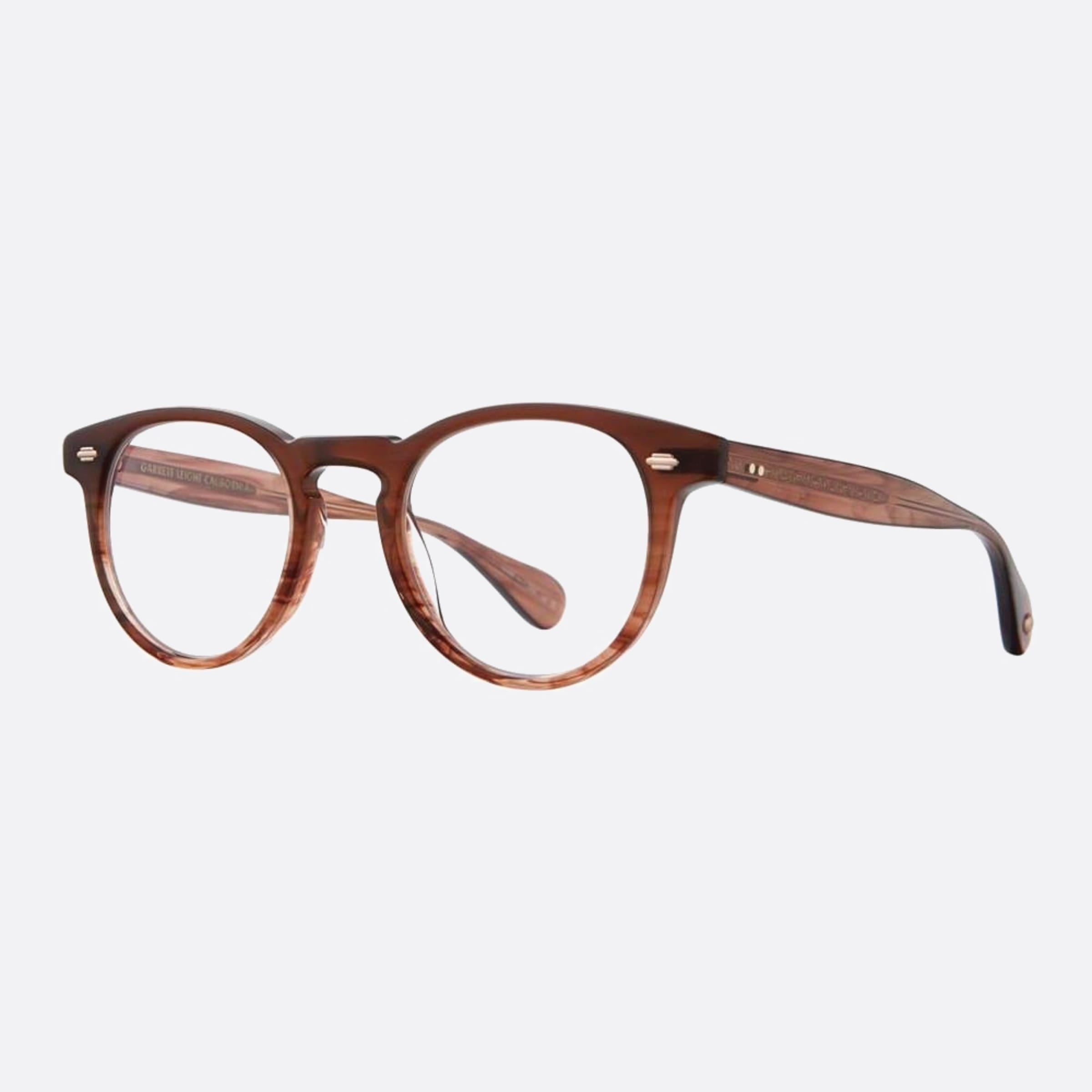 Garrett 46mm Leight Hercules Mac Brown Round Unisex Eyeglasses - Side View