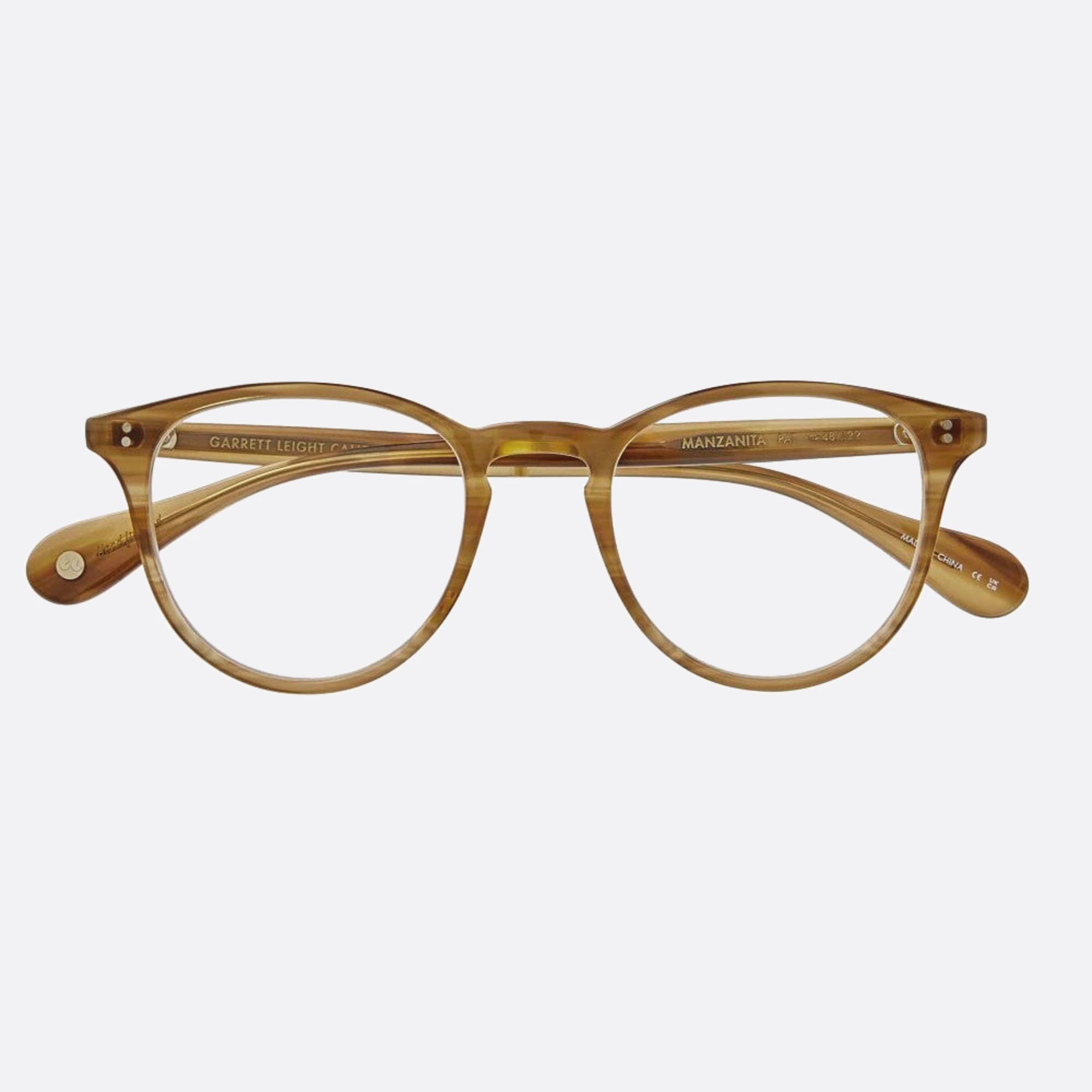 Garrett 48mm Leight Manzanita Pat Brown Round Unisex Eyeglasses - Lifestyle Shot