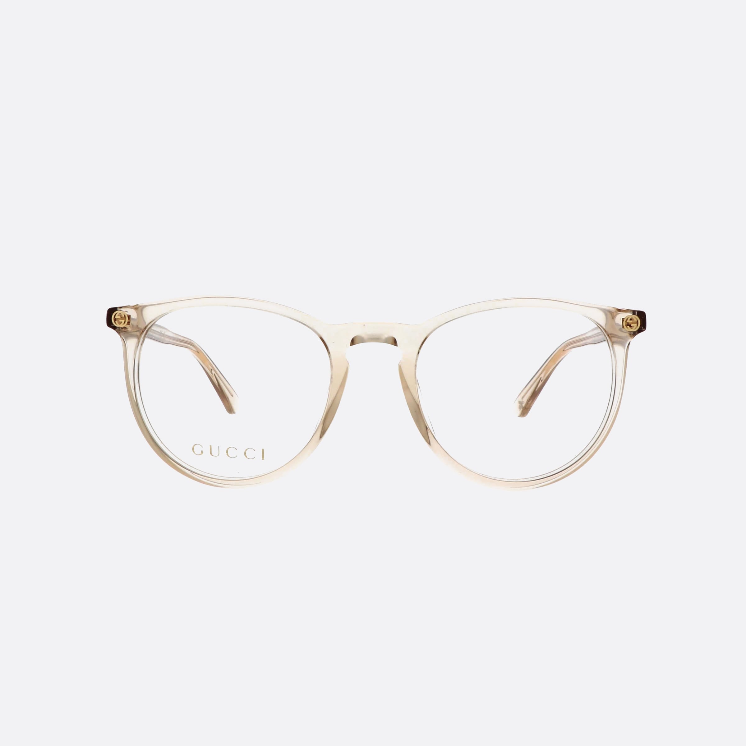 Gucci 50mm Logo Yellow Oval Woman Eyeglasses - Side View