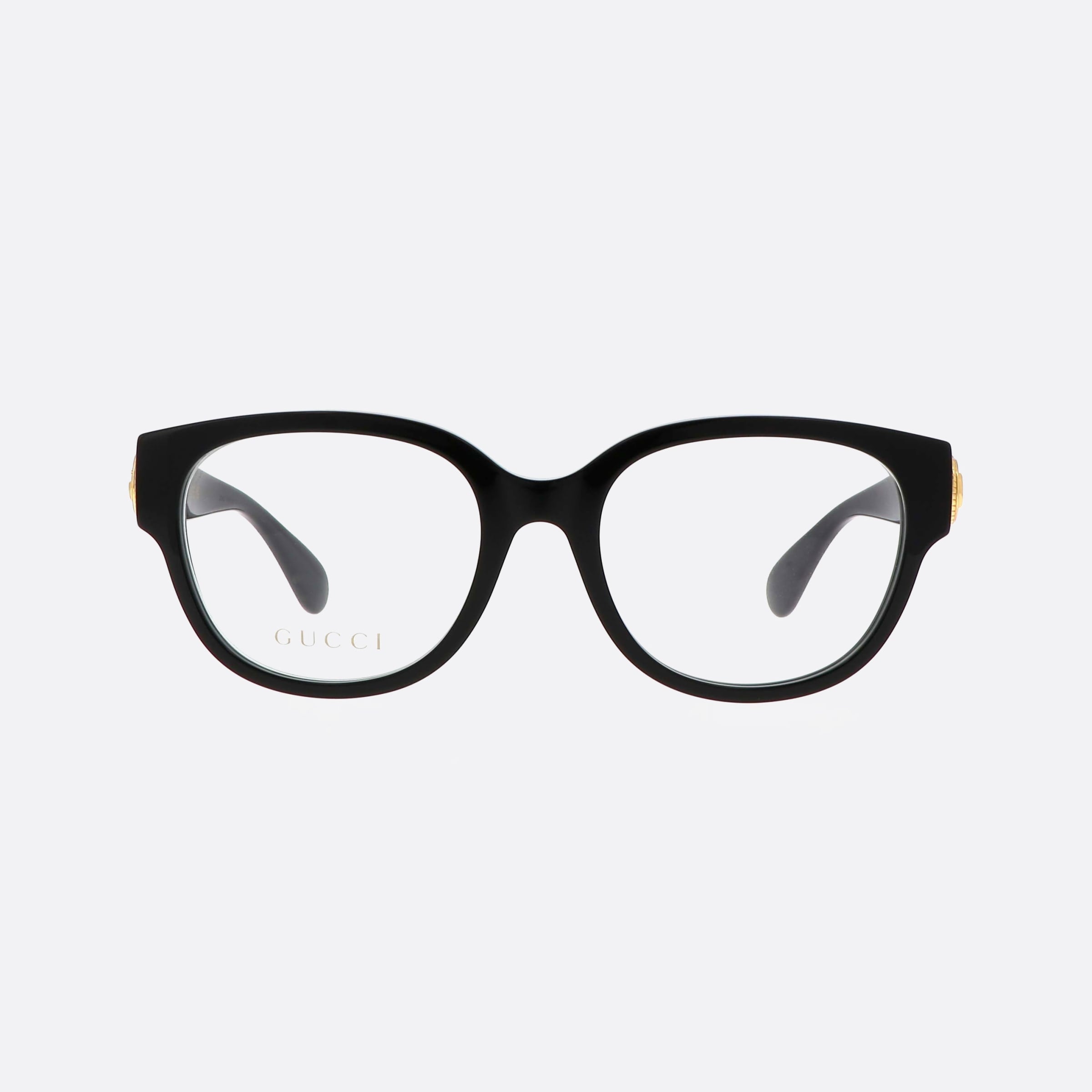 Gucci 53mm Logo Black Round Woman Eyeglasses - Side View