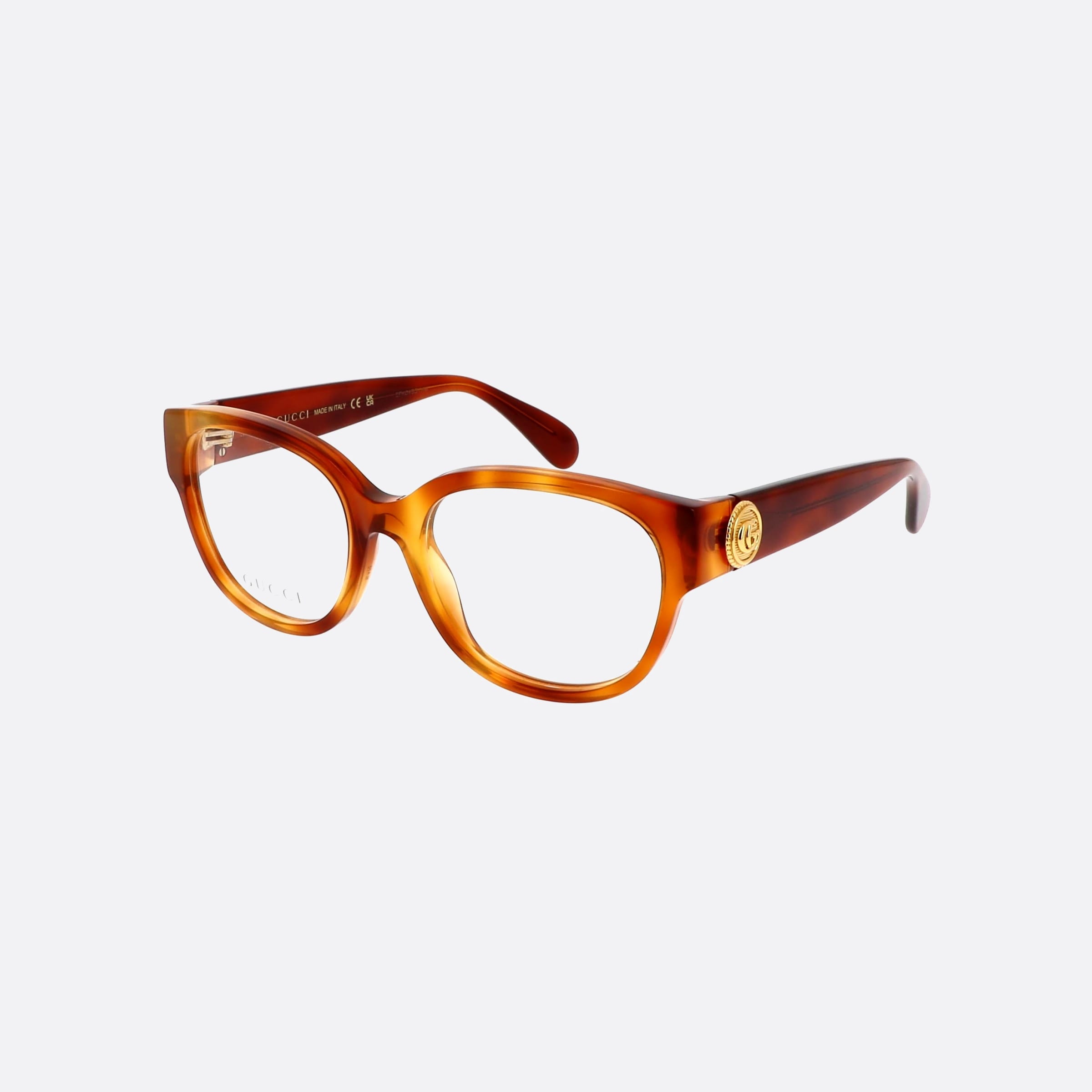Gucci 53mm Logo Tortoise Round Women Eyeglasses - Main View