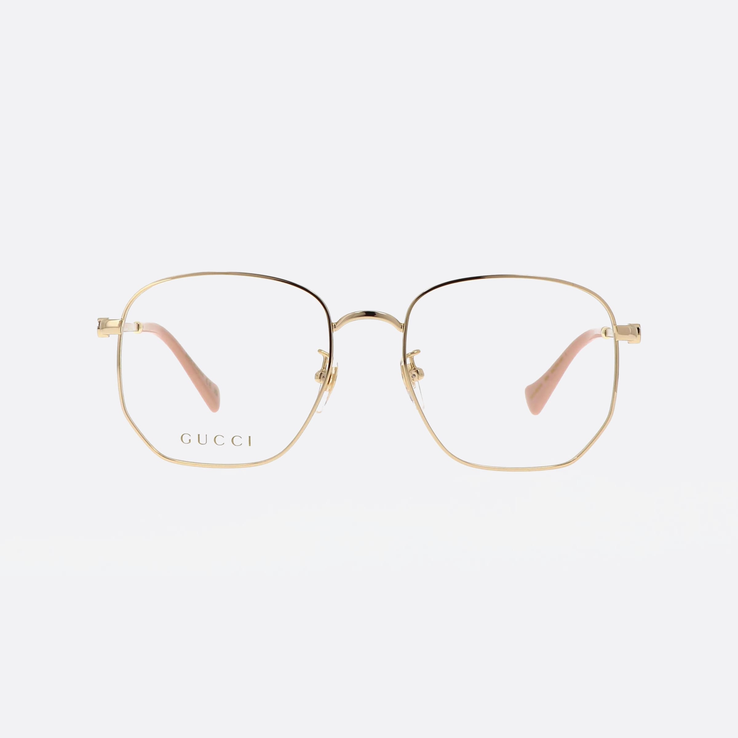 Gucci 54mm Logo Gg1420ok Gold Geometric Woman Eyeglasses - Side View