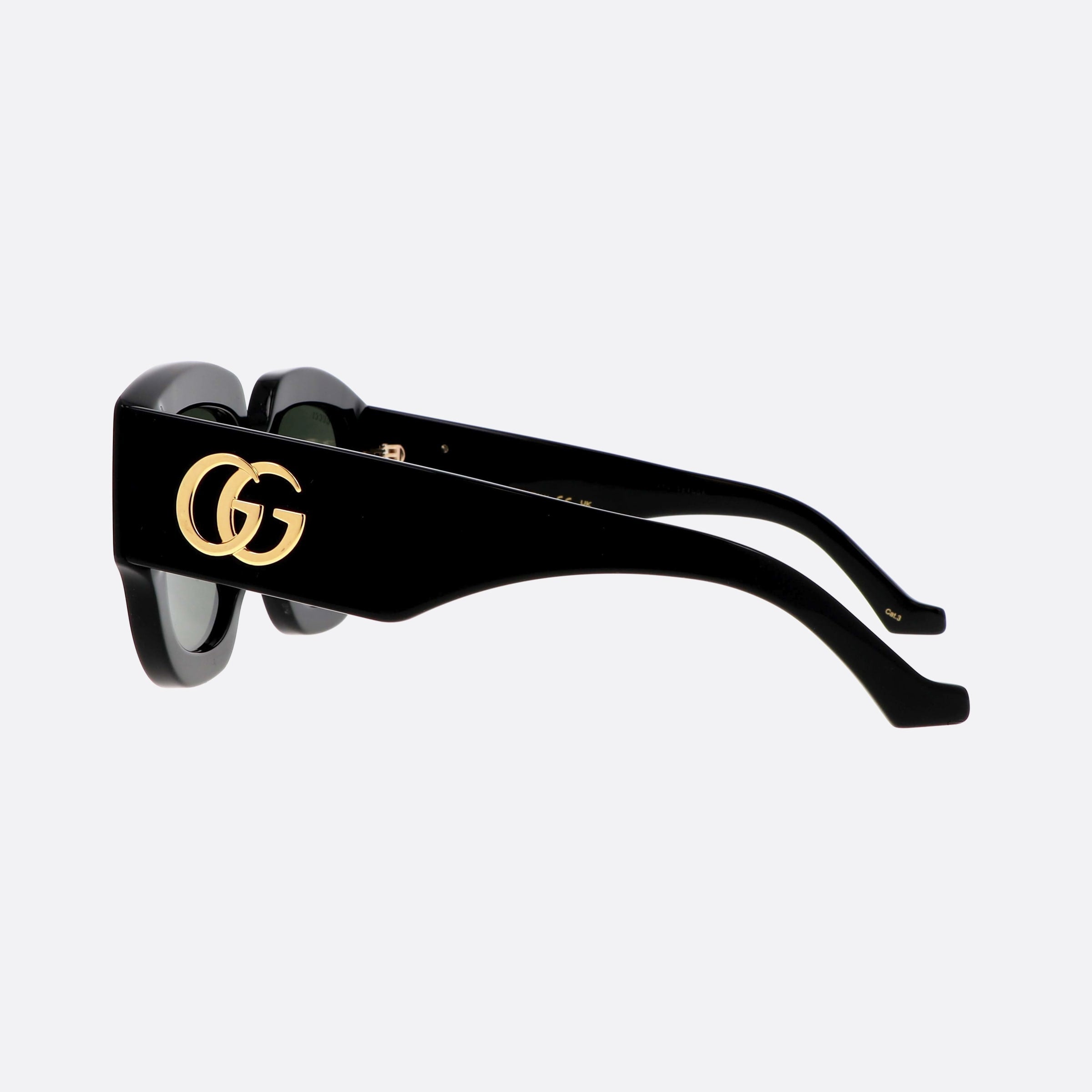 Gucci 52mm Logo Black Cat Eyes Photochromic Unisex Sunglasses - Detail View